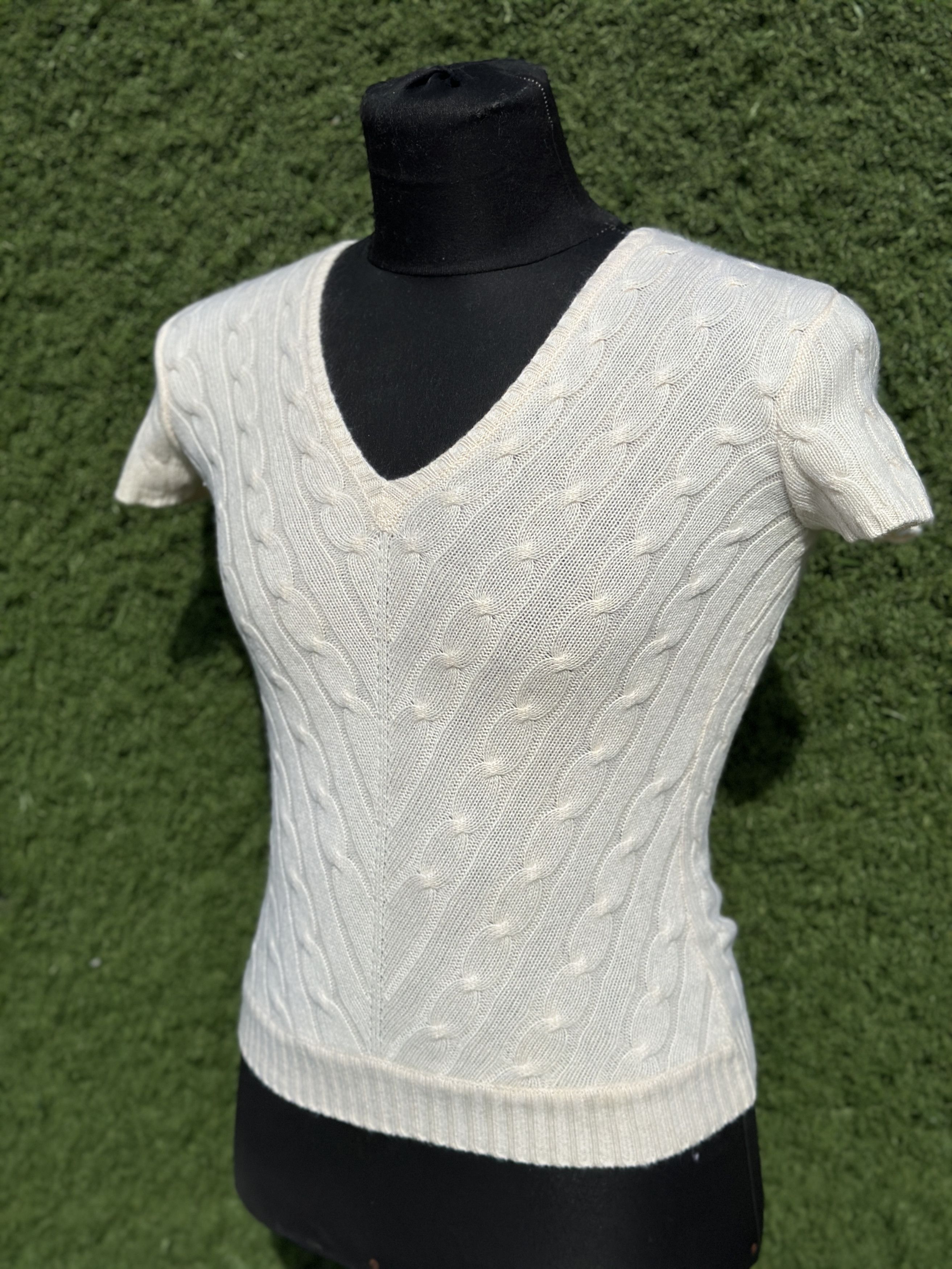 Ralph Lauren Black Label Ralph Lauren Black Label Cable Knit Cashmere Short Sleeve S Size S / US 4 / IT 40 - 6 Thumbnail