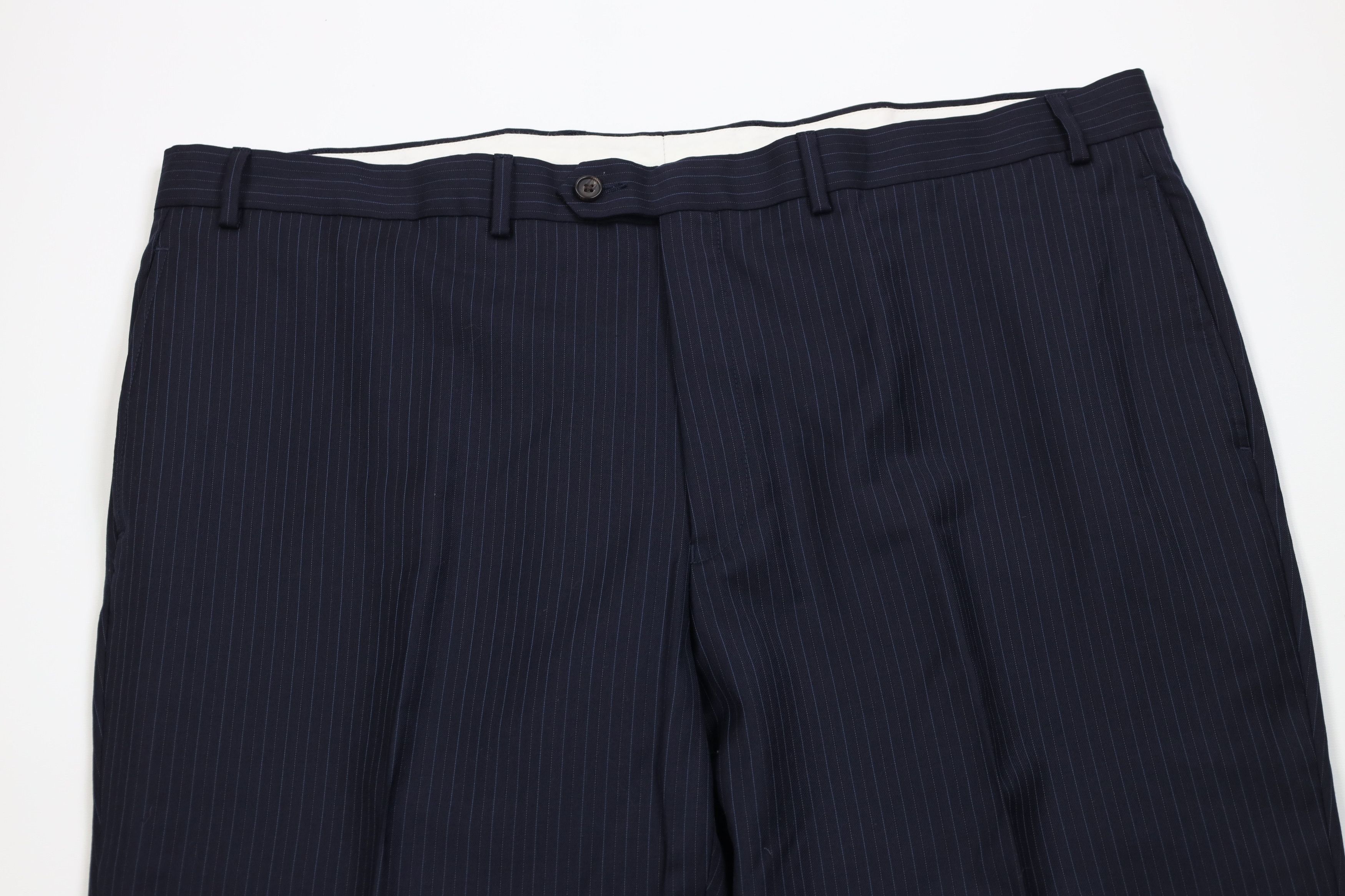 Vintage Vintage 90s Streetwear Pinstriped Wide Leg Chino Pants Blue Size US 42 / EU 58 - 2 Thumbnail