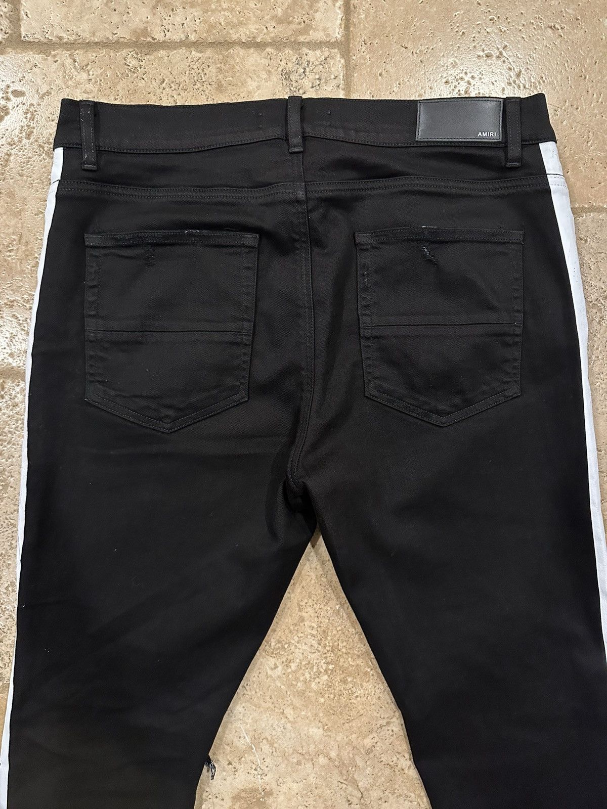 Amiri Amiri Black / White Stripe Track Denim Distressed Jeans Size US 38 / EU 54 - 8 Thumbnail