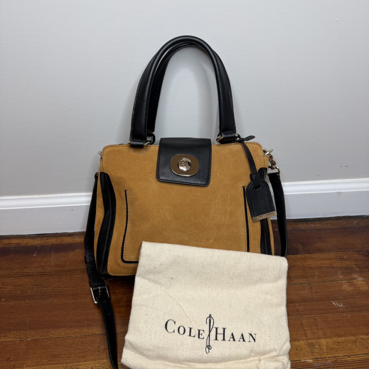 Cole Haan Cole Haan Suede Satchel in Mustard with Black Trim Size ONE SIZE - 1 Thumbnail