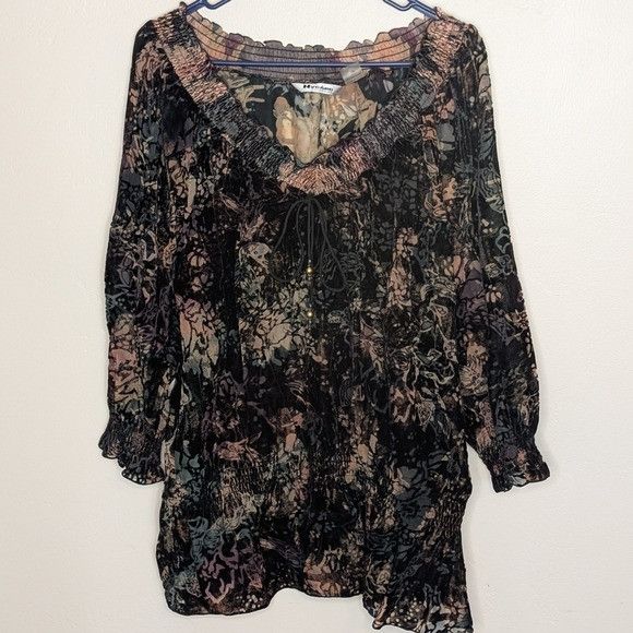 Nygard Nygard Burnout Velvet Fairy Romantic Boho Peasant Tunic Off- Size XXL / US 16-18 / IT 52-54 - 2 Thumbnail