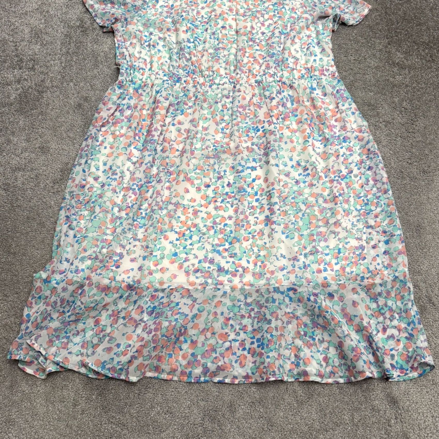 Blair Blair Sheath Dress Women L Multicolor Abstract Print Chiffon Ruffle Hem Midi Short Sleeve Size L / US 10 / IT 46 - 4 Thumbnail
