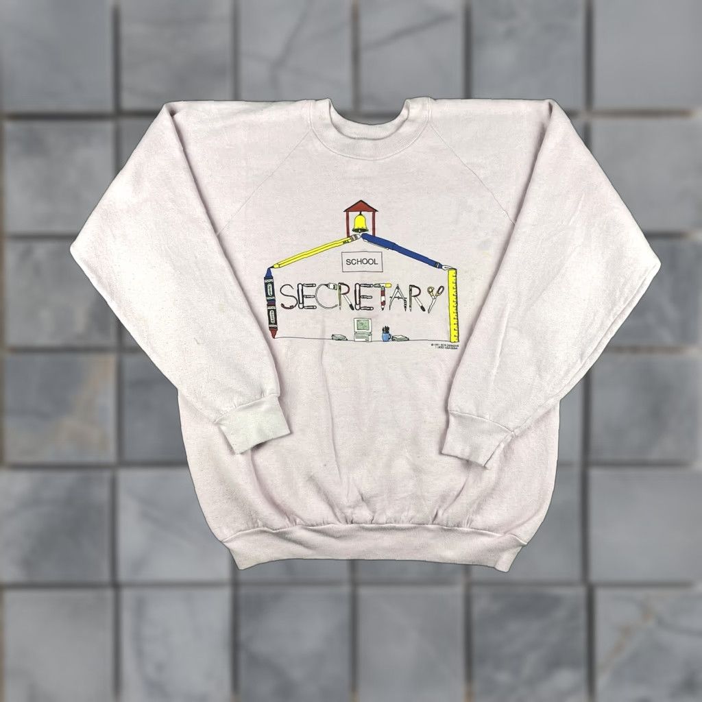 Pinko VINTAGE Secretary Sweatshirt Adult XL Pink Crew 90s 1991 Nike? Size US XL / EU 56 / 4 - 1 Thumbnail