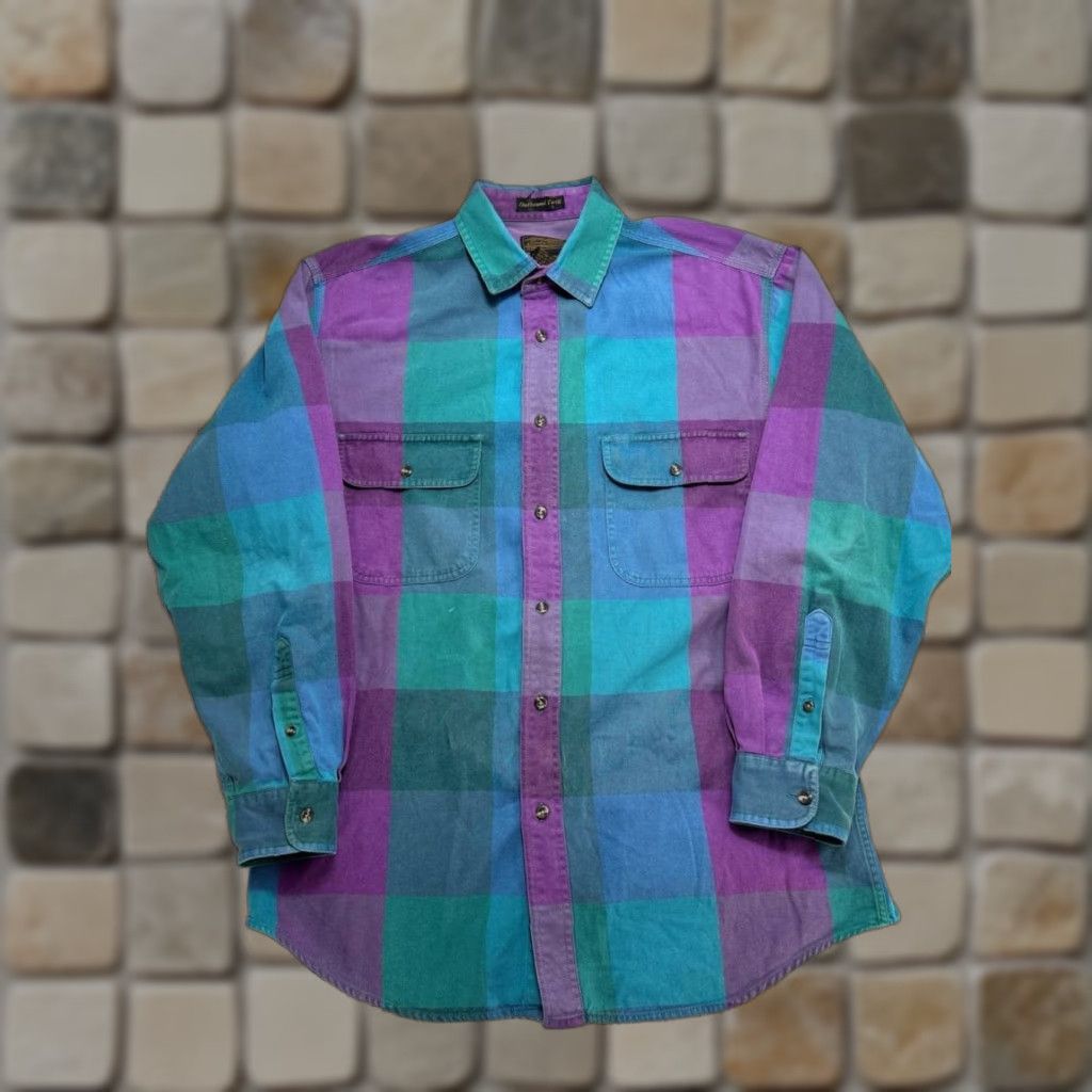 Eddie Bauer VINTAGE Eddie Bauer Shirt Mens M Blue Purple Cotton Button Up Flannel Size US M / EU 48-50 / 2 - 1 Thumbnail