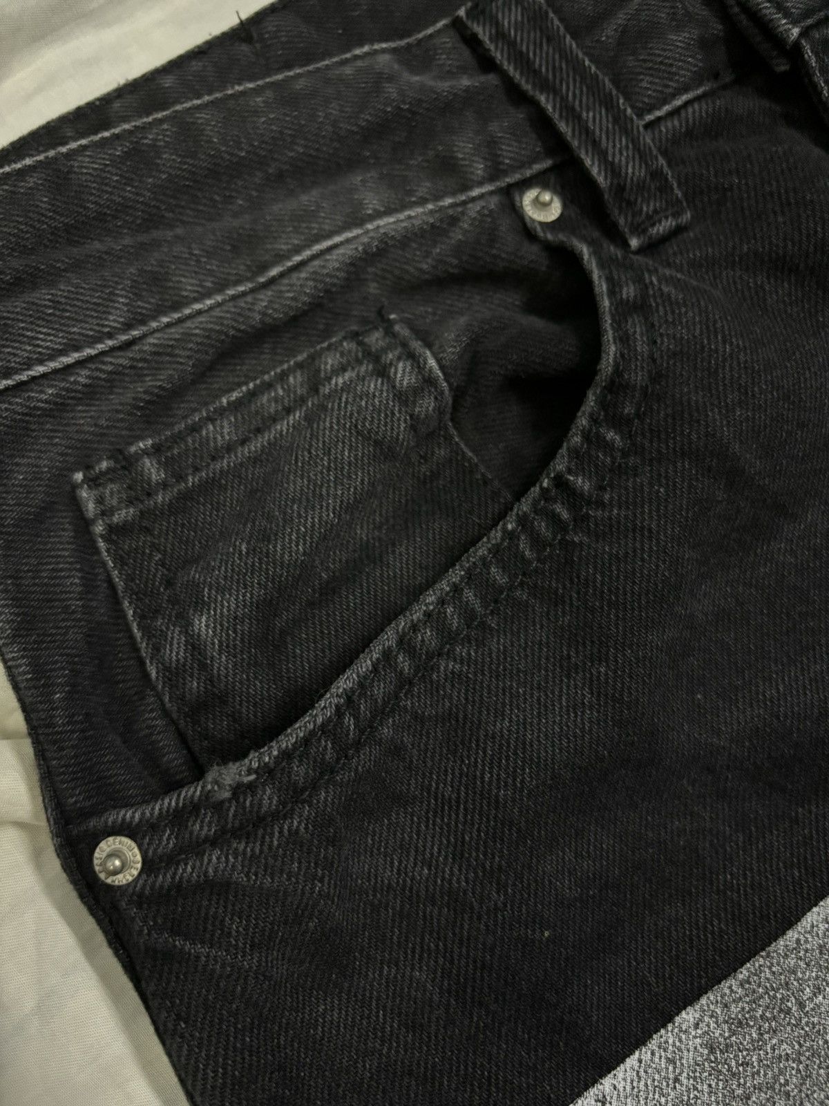 JNCO Bershka Black Faded Baggy Tapered Distressed Grunge Jeans Size US 30 / EU 46 - 6 Thumbnail