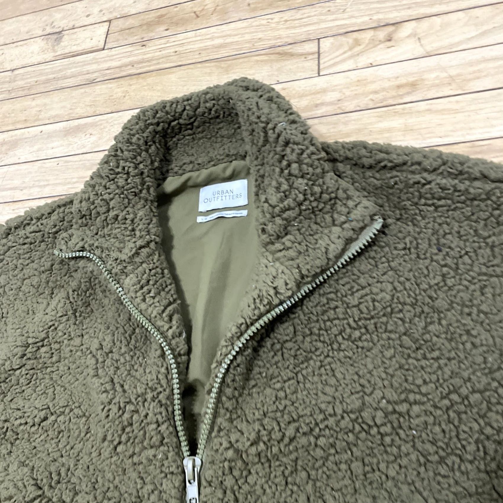 Urban Outfitters Urban Outfitters Sherpa Fleece Crop Jacket Women L Green Deep Pile Boho Outdoor Crop Jacket Size L / US 10 / IT 46 - 5 Thumbnail