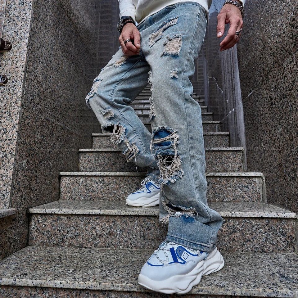 Japanese Brand × Vintage Stylish vintage Loose Men Ripped Straight Jeans Size US 36 / EU 52 - 6 Thumbnail