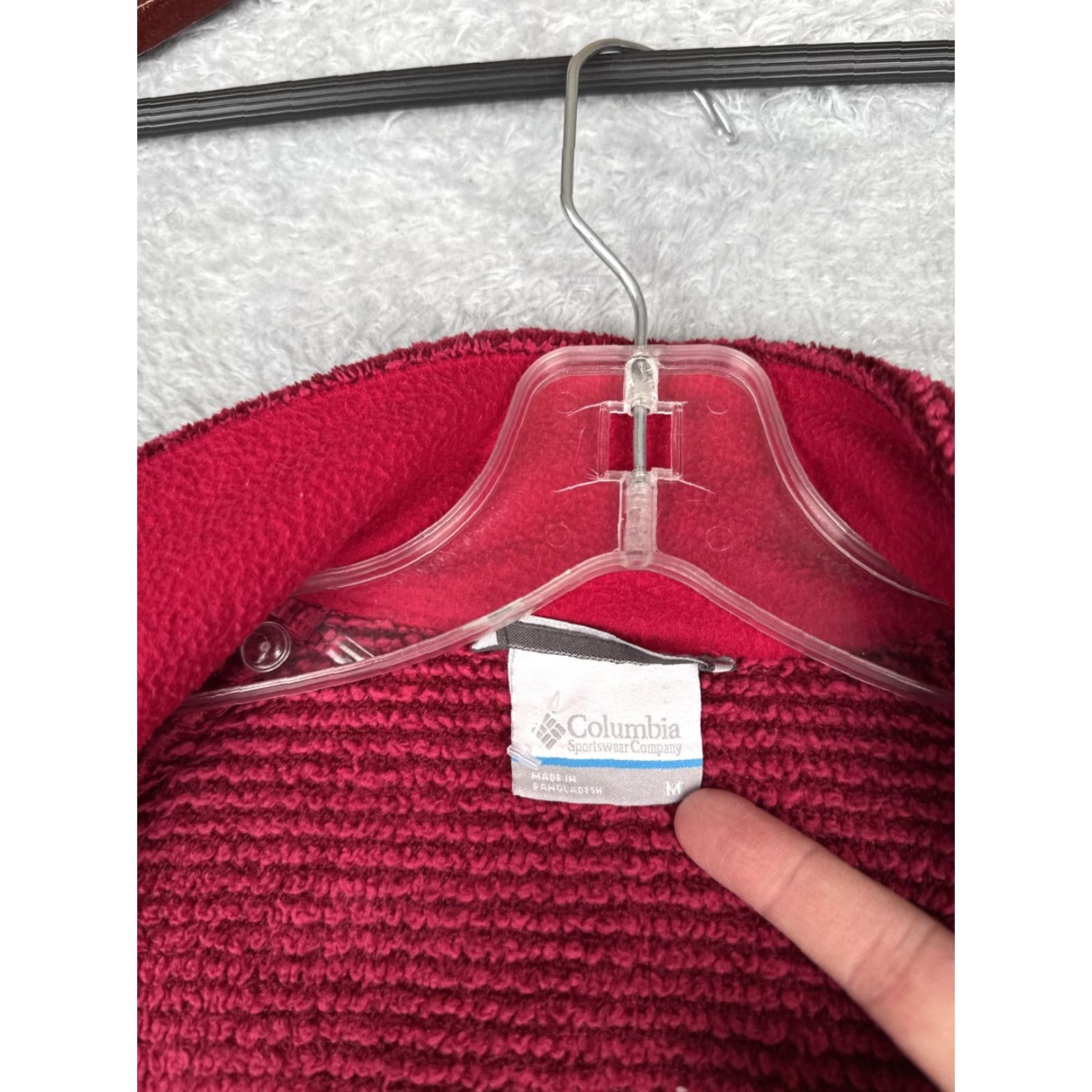 Vintage Columbia Jacket Womens M Red Textured Fleece Full Zip Mock Neck Outdoor Size M / US 6-8 / IT 42-44 - 3 Thumbnail