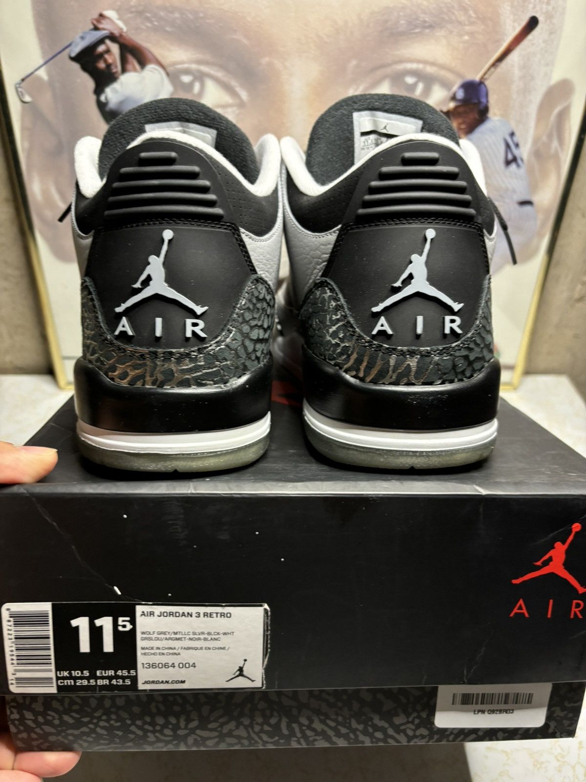 Jordan Brand Jordan Retro 3 ‘wolf grey’ Size US 11.5 / EU 44-45 - 7 Thumbnail