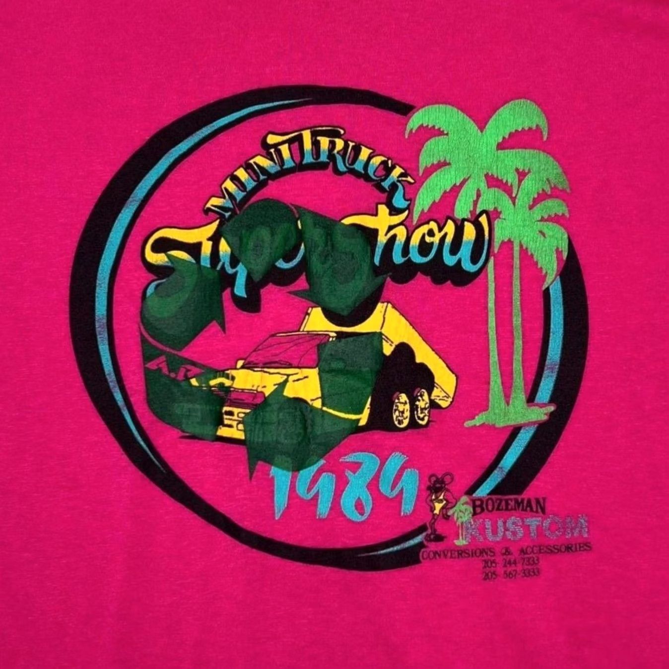 Hanes VINTAGE Hanes T-Shirt Pink 1989 Mini Truck Super Show Souvenir Single Stitch Graphic Front XL Adults Mens Size US L / EU 52-54 / 3 - 3 Thumbnail