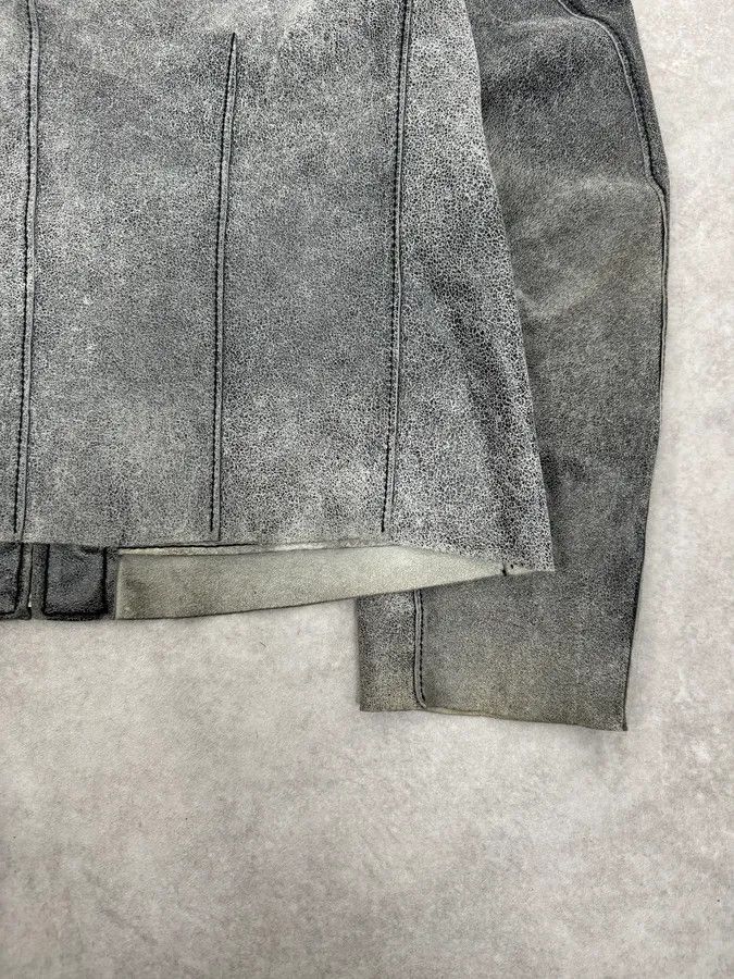 Dolce & Gabbana 1990s Dolce & Gabbana Grey Eroded Grained Leather Jacket Size US M / EU 48-50 / 2 - 8 Thumbnail
