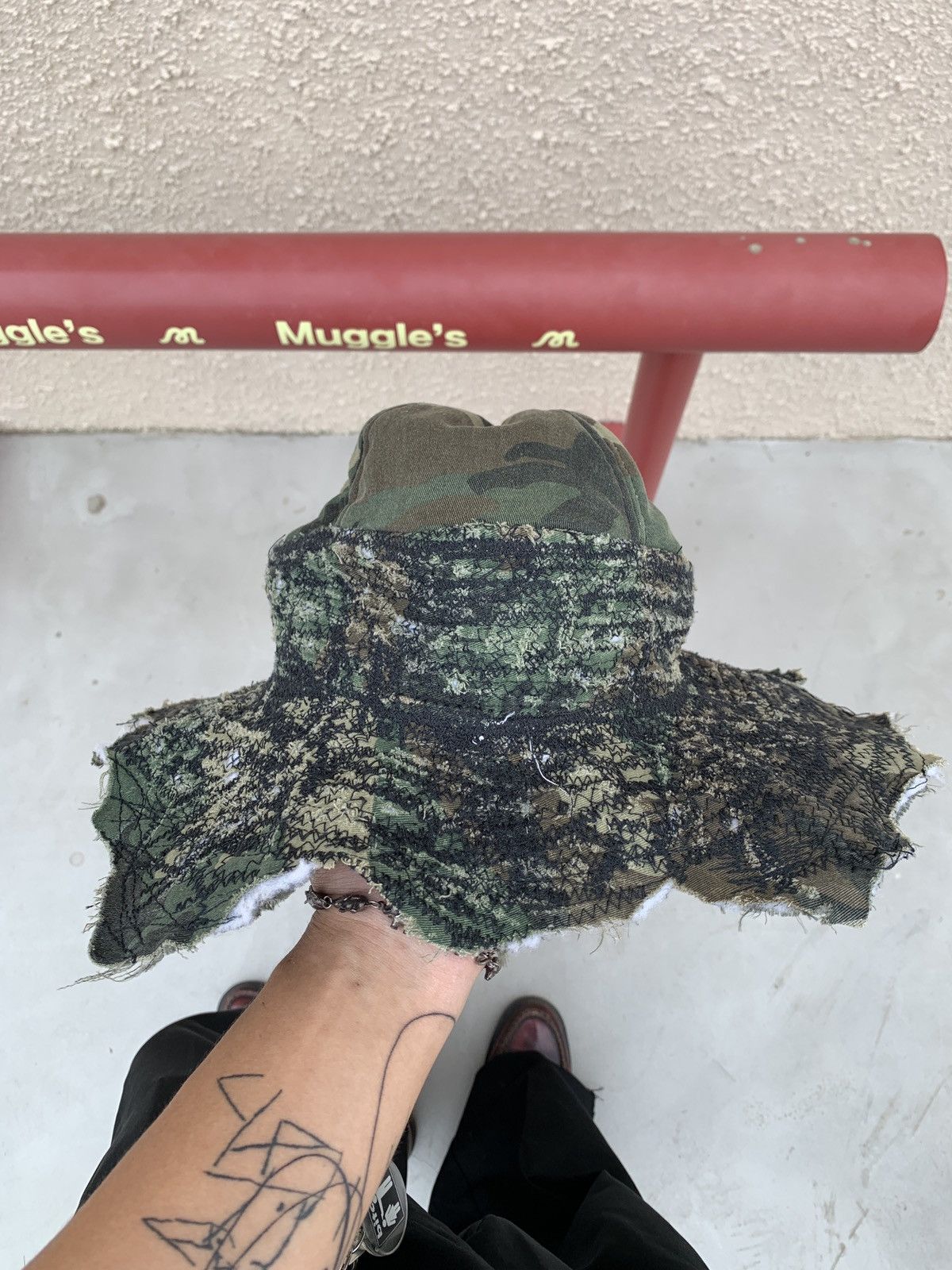 Vintage Kapital Style Camo Patchwork Bucket Hat Vintage Military Size ONE SIZE - 4 Thumbnail