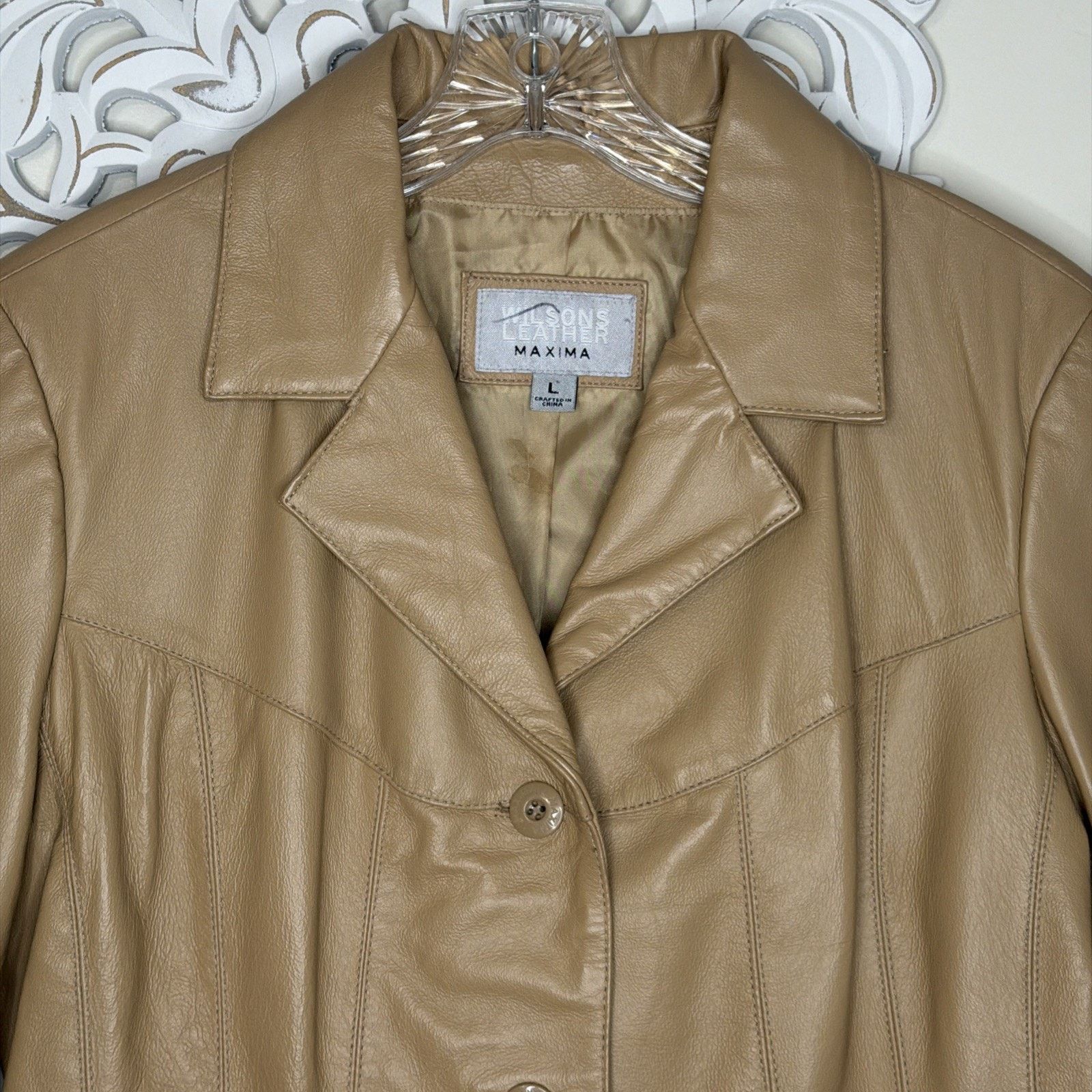 Wilsons Leather WILSONS Leather Maxima Women's L Button Front Lined TAN Size L / US 10 / IT 46 - 6 Thumbnail