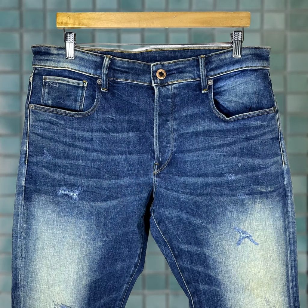 Vintage G-Star RAW 3301 Slim Distressed Denim Jeans Mens 34x32 Button Fly Blue Size US 34 / EU 50 - 1 Thumbnail