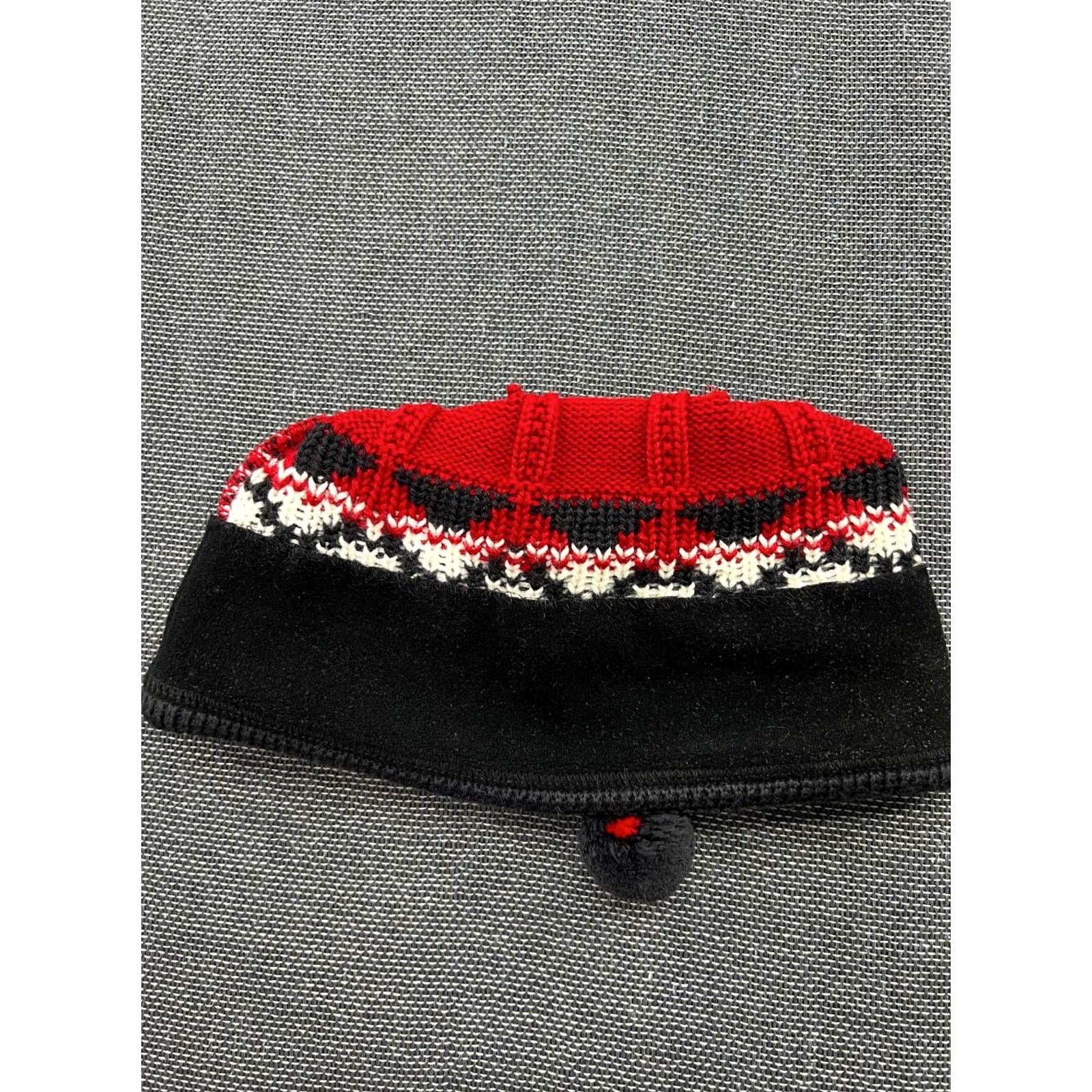 Vintage VINTAGE Eisbar Beanie Hat One Size Wool Blend Ski Lined Pom Pom Red Black Beanie Mens Womens Unisex Adults Wool Size ONE SIZE - 5 Thumbnail