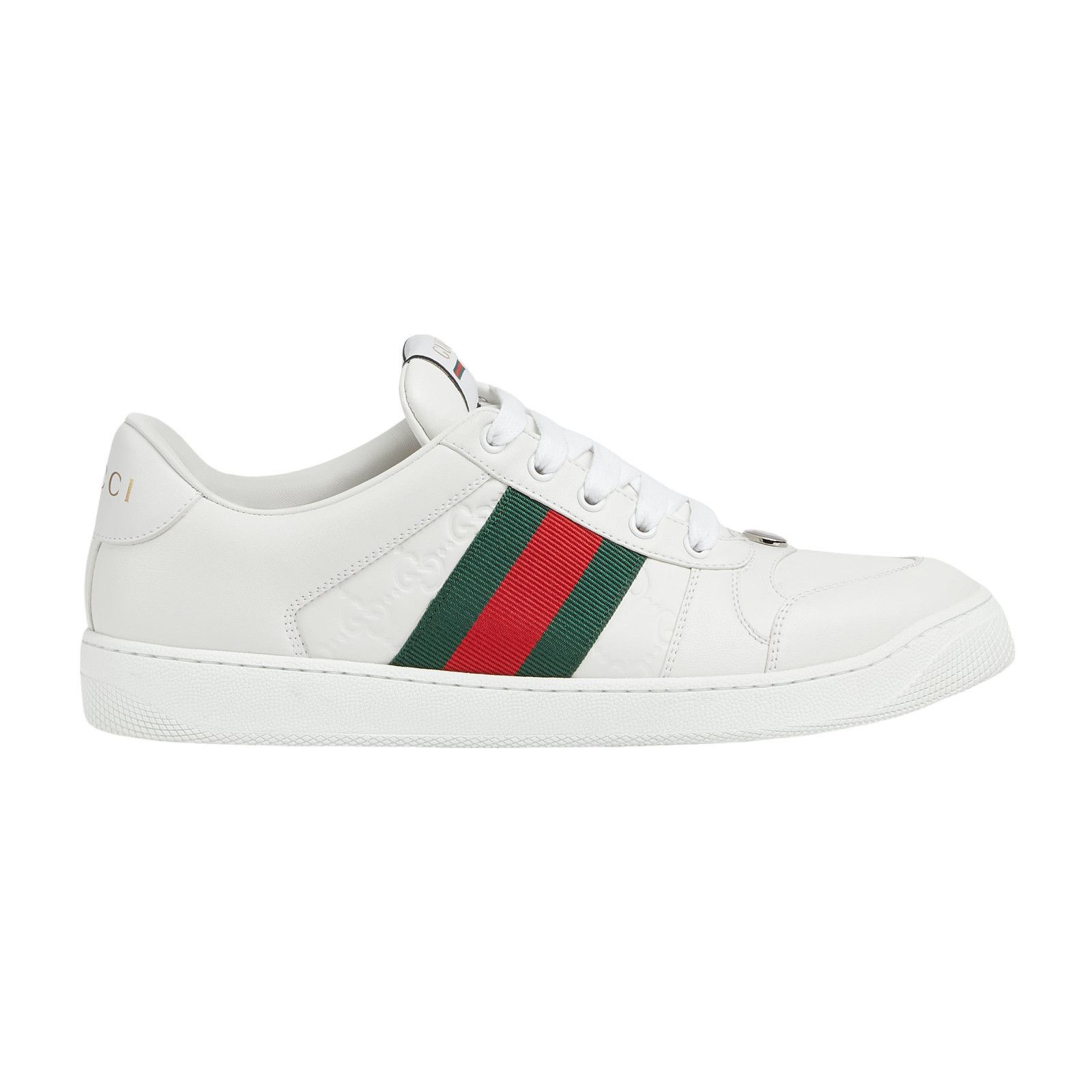 GUCCI Screener $1050 Men's White Leather Sneakers New And Au