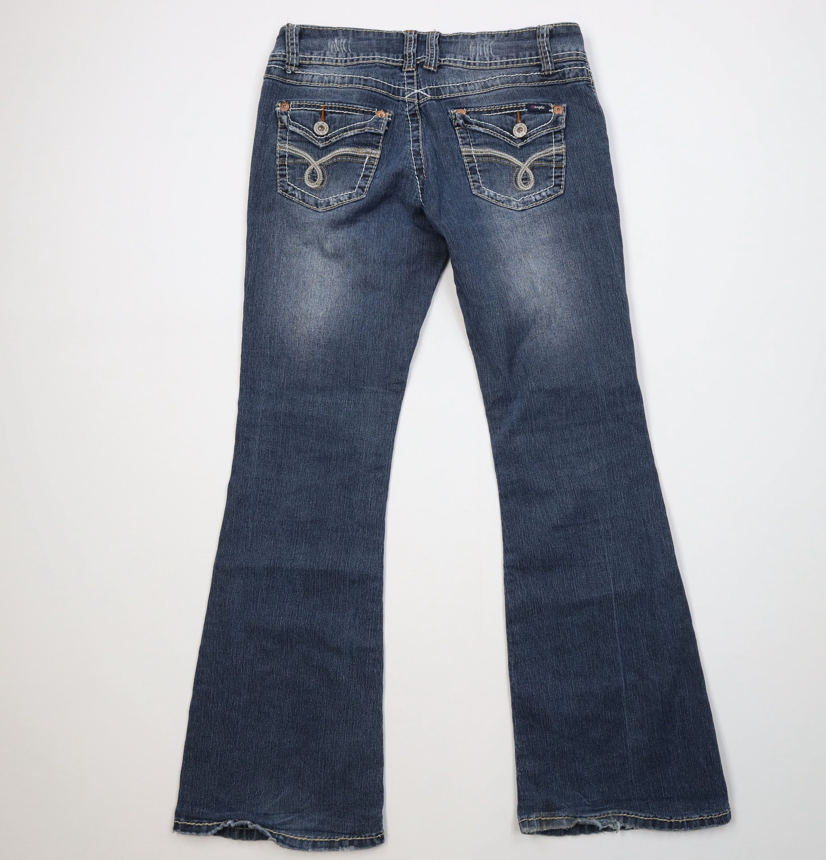 Vintage Vintage 90s Y2K Babydoll Thick Stitch Flared Wide Leg Jeans Size 30" / US 8 / IT 44 - 9 Thumbnail