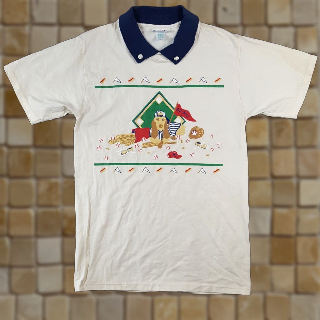 Vintage VINTAGE Blooming & Co Baseball Dog T-Shirt Collared Short Sleeve Size Small White Retro Mens Size US S / EU 44-46 / 1 - 1 Thumbnail