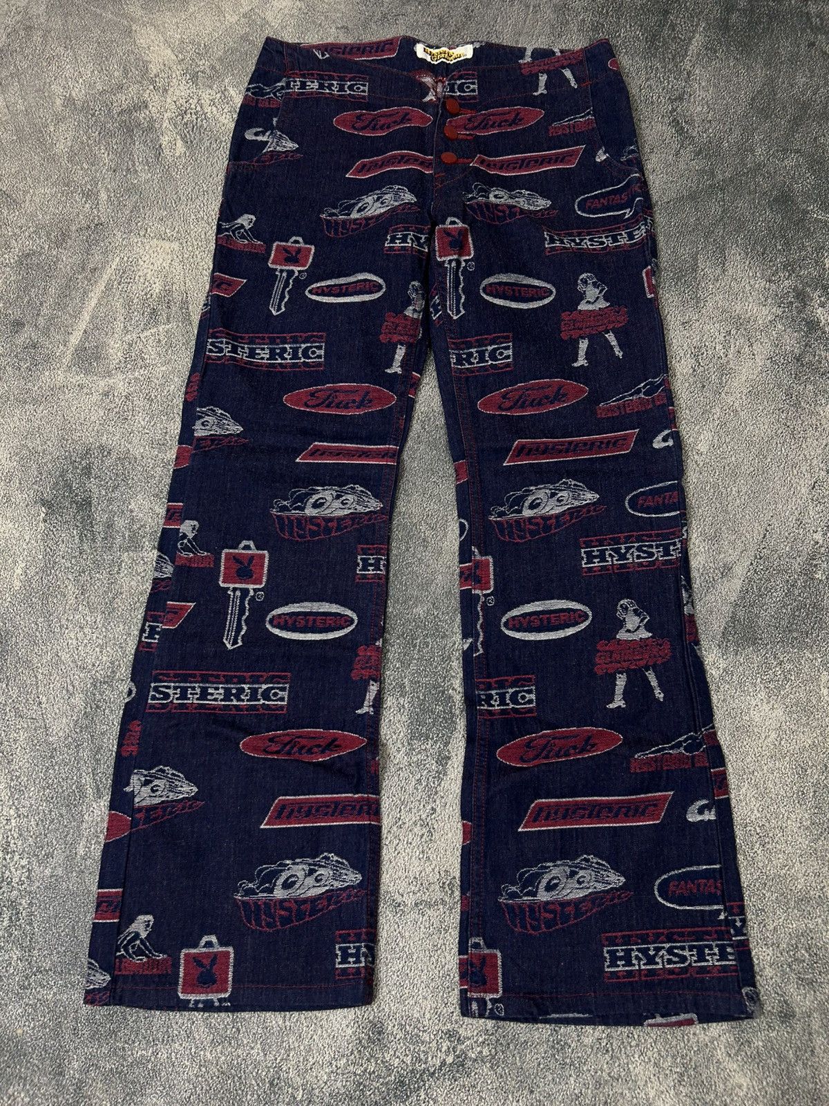 Vintage Hysteric Glamour Full Print logo Denim Pants