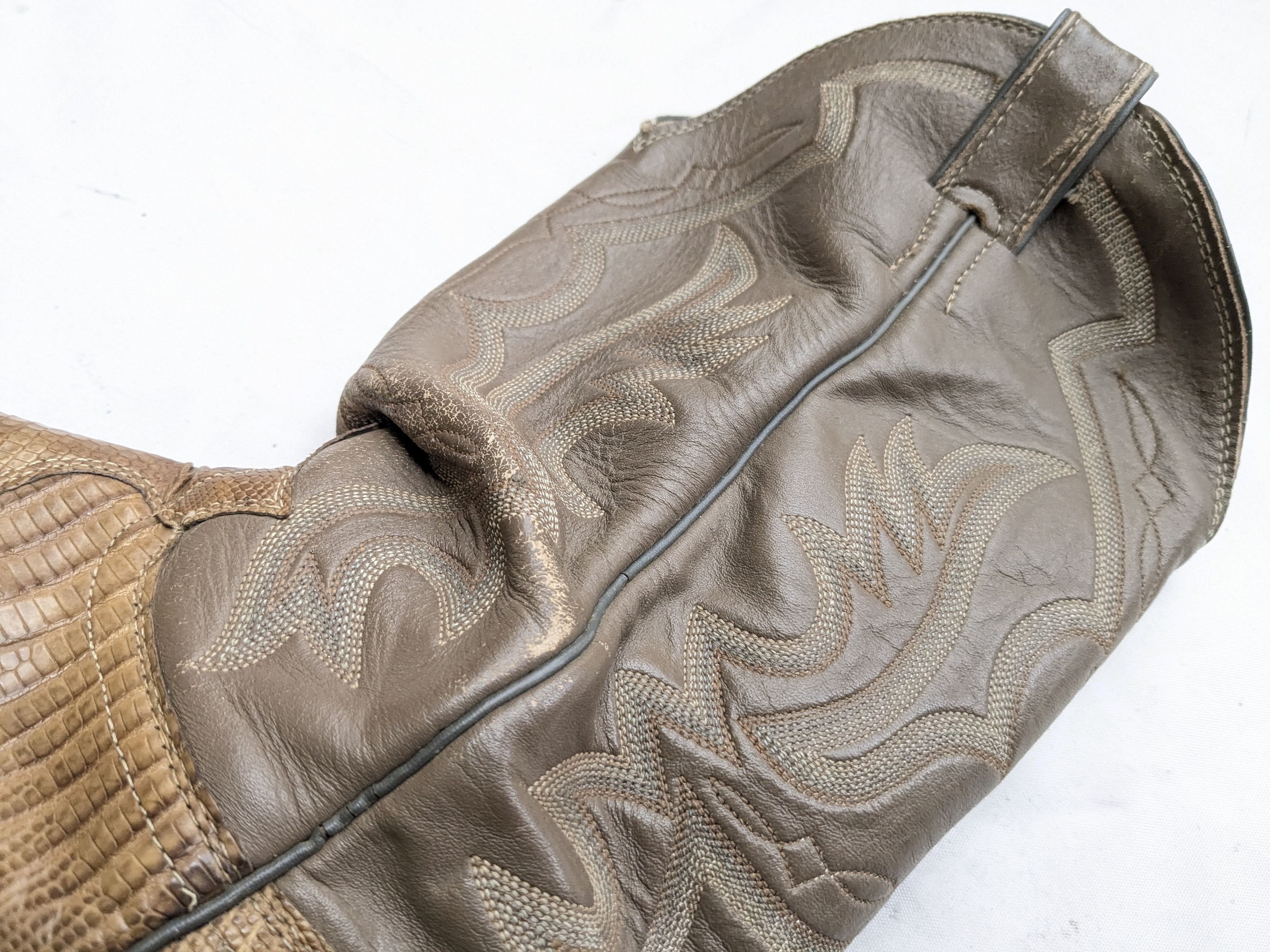 Other Vintage Justin Cowboy Boots Brown Lizard Leather 9.5 D Size US 9.5 / EU 42-43 - 12 Thumbnail