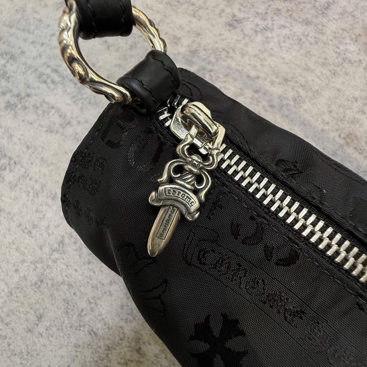 Chrome Hearts Grinds Motif Nylon bag black
