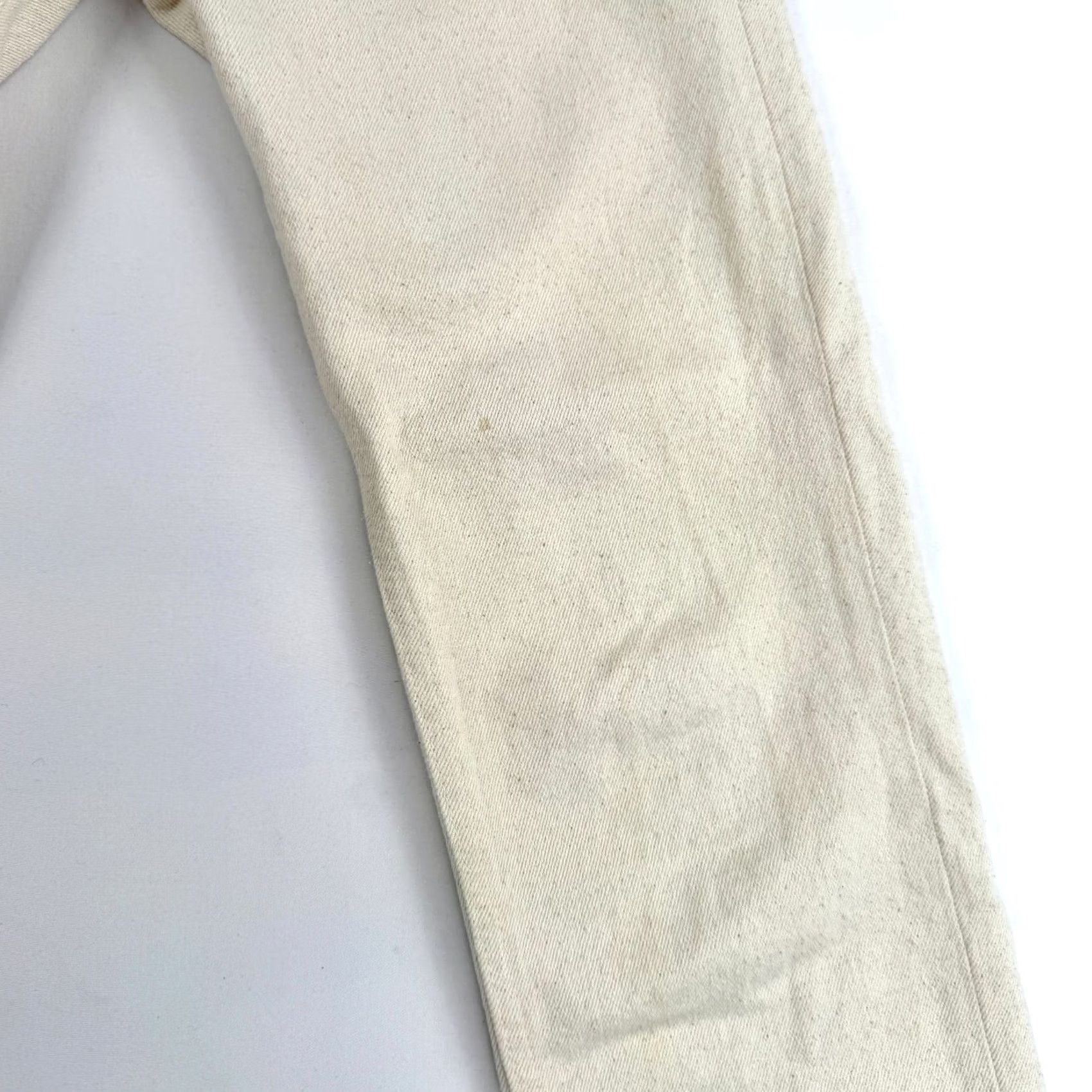 Still Here Still Here Jeans Womens 25 Ivory Bone Striped High Rise Denim Cotton 5-Pocket Logo Button Straight Vintage? Size 42" / US 20 - 5 Thumbnail