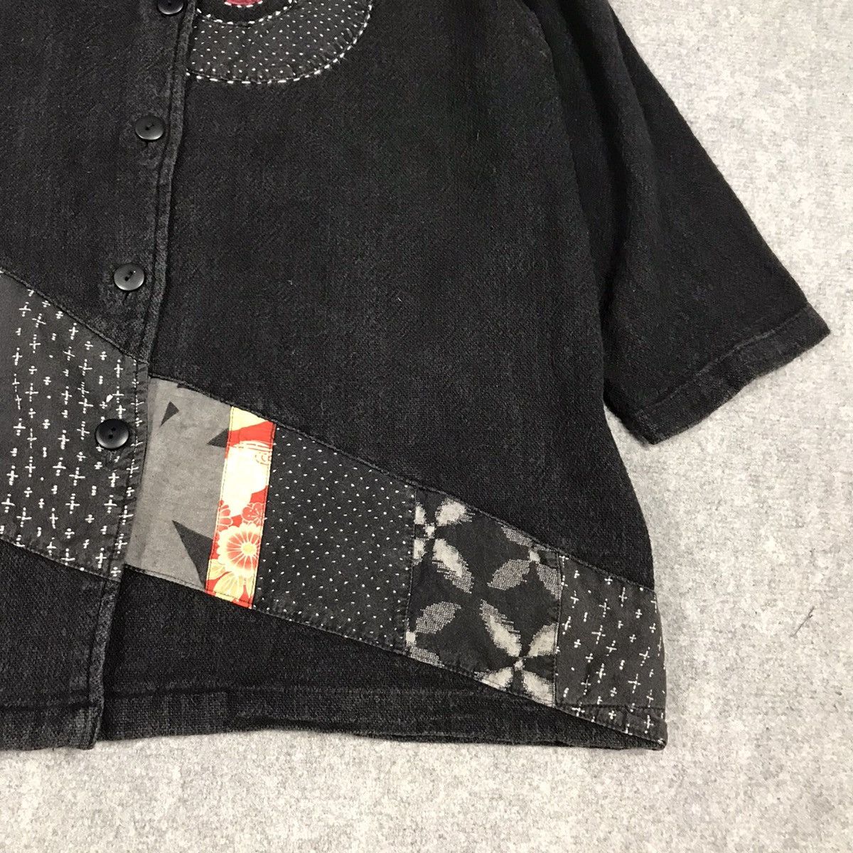 Japanese Brand MODE ASIAN PATCHWORK BUTTON JACKET WOMAN JAPAN Size L / US 10 / IT 46 - 5 Thumbnail