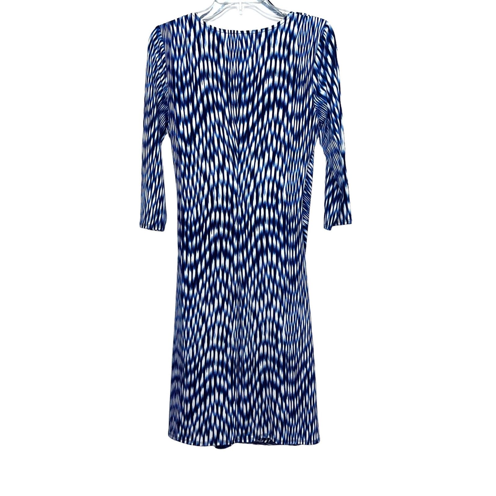 Other Laundry by Design Black Blue Print Faux Wrap Dress 10 Size L / US 10 / IT 46 - 2 Thumbnail