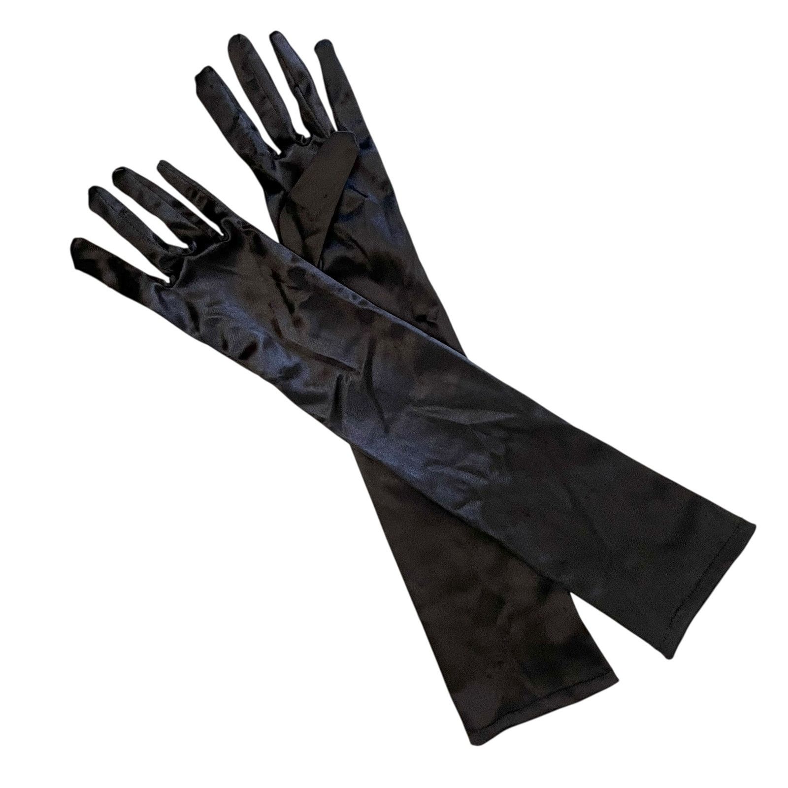 Vintage Vintage Black Satin Long Formal Elbow-Length Evening Gloves Size ONE SIZE - 1 Thumbnail