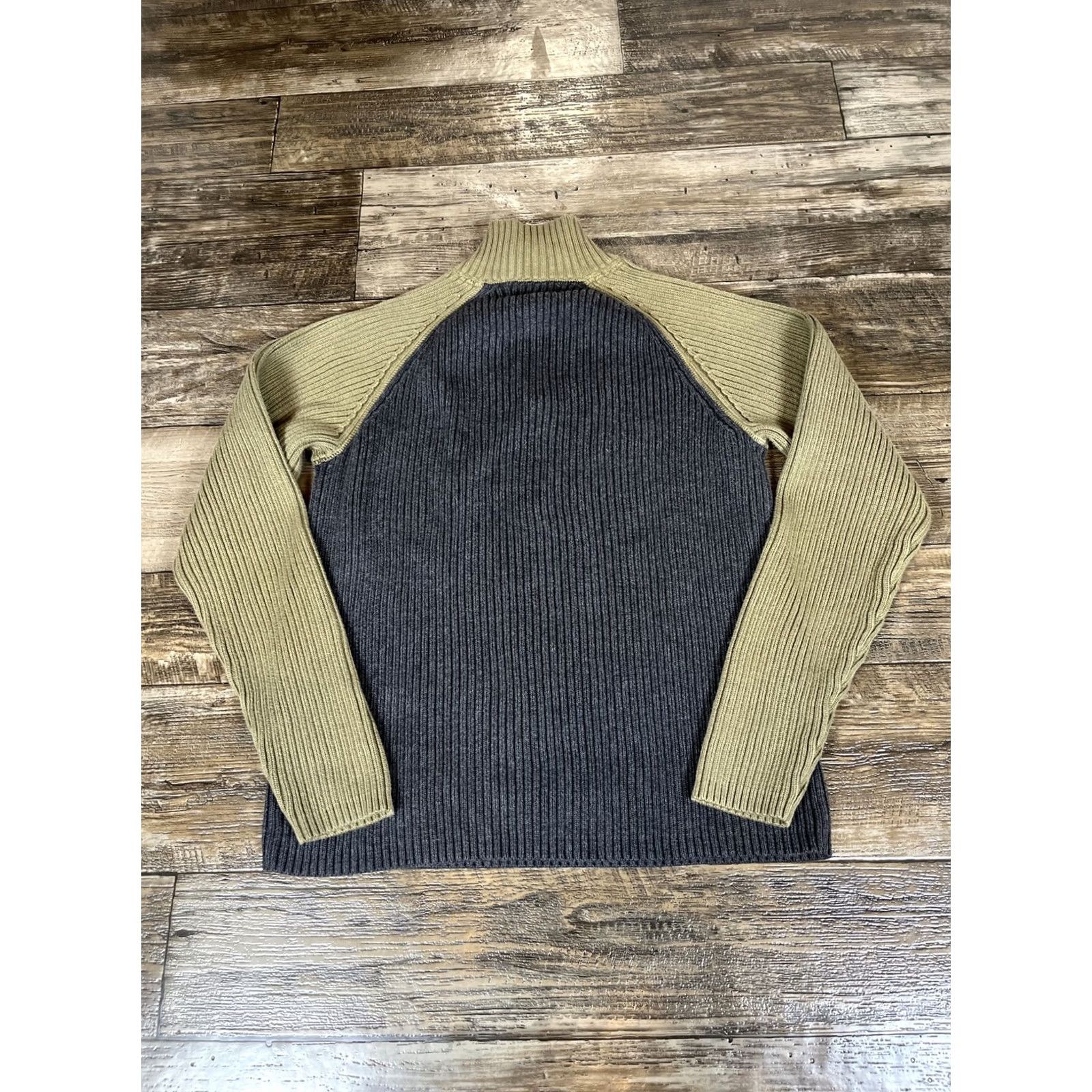 Ralph Lauren VINTAGE Ralph Lauren Jeans Co Sweater Mens L Mock Neck 1/4 Zip 2 Tone Gray Knit Pullover Size US L / EU 52-54 / 3 - 6 Thumbnail