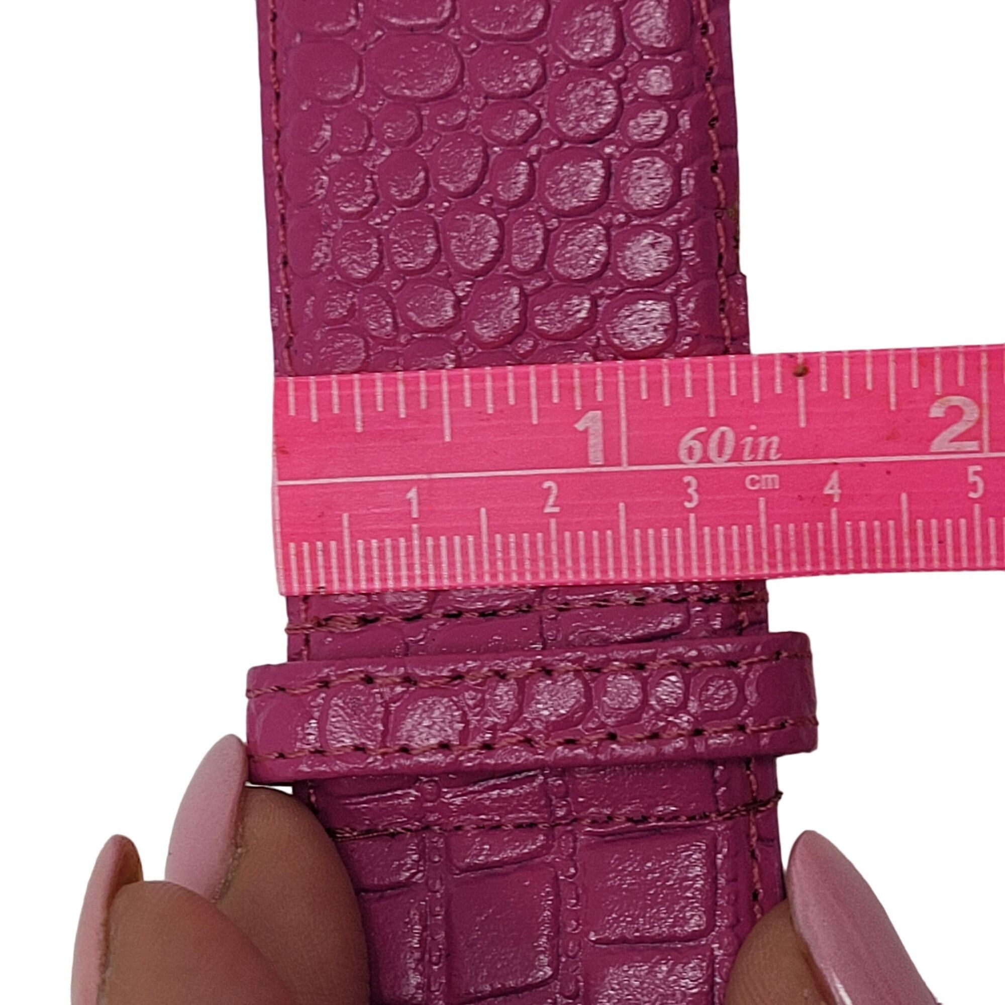 Vintage Vintage 80's Genuine Leather Belt L Fuchsia Hot Pink Croc Em Size ONE SIZE - 11 Thumbnail