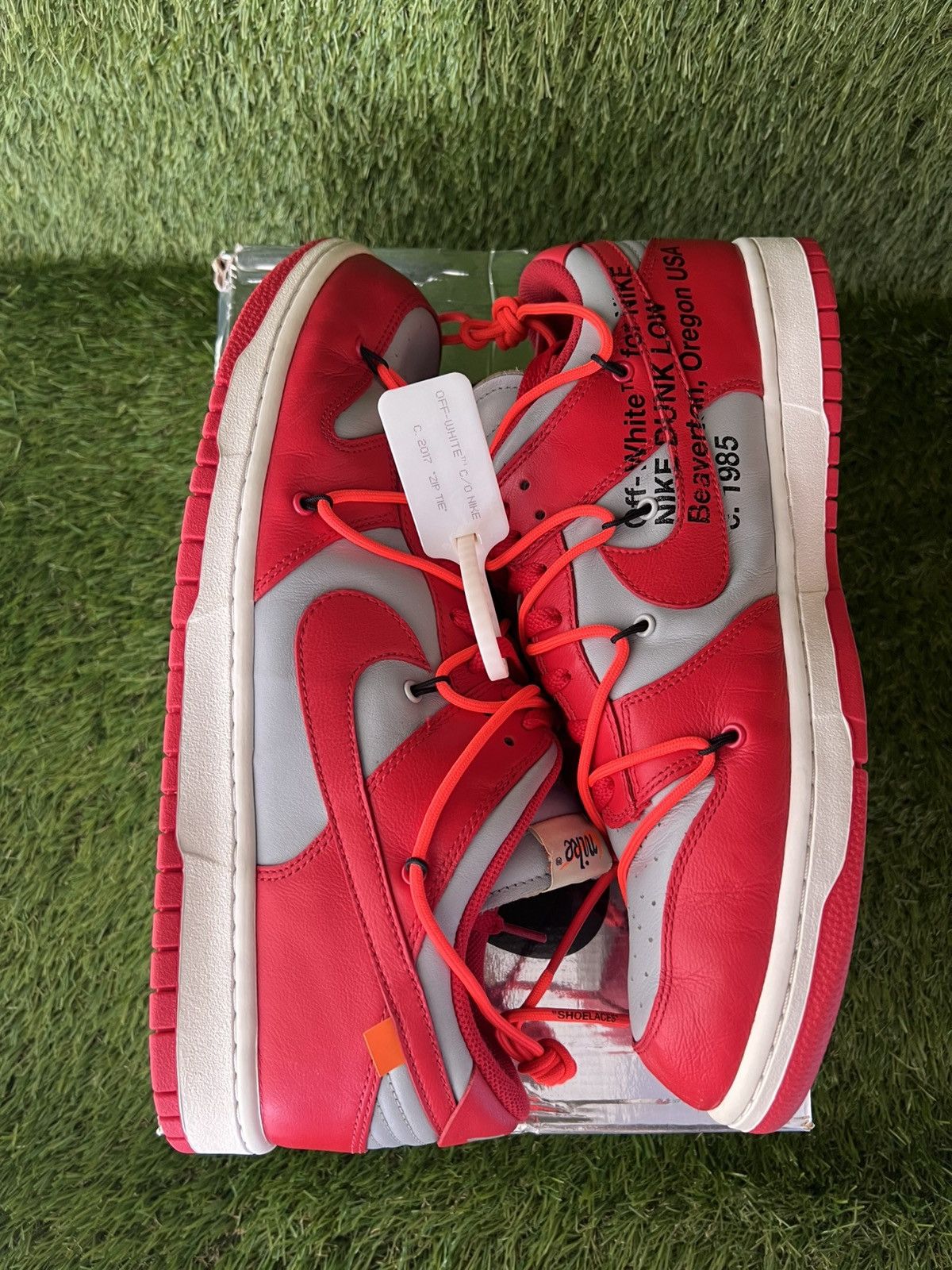 Nike × Off-White Nike Dunk Low Off-White University Red Size US 14 / EU 47 - 5 Thumbnail