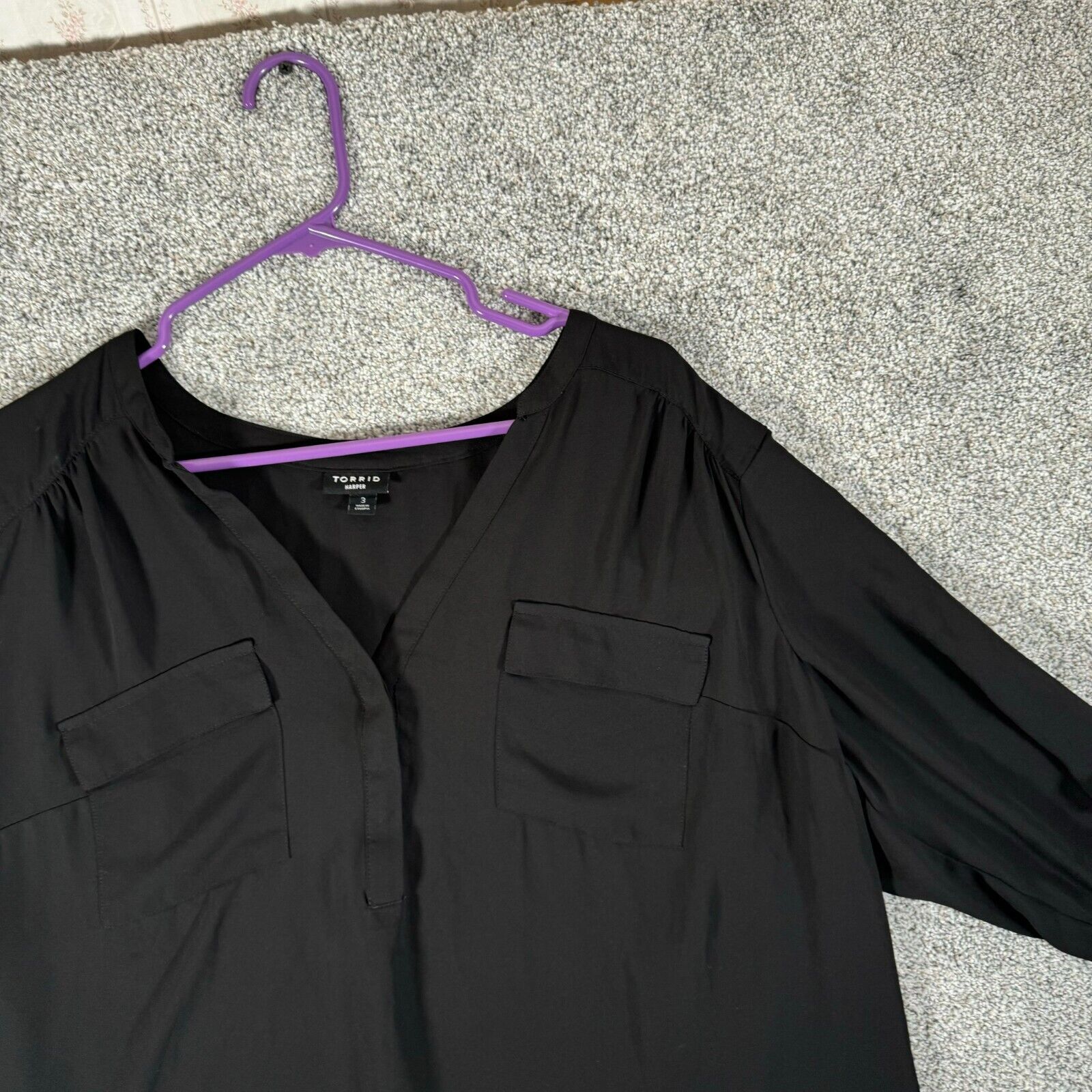 Other Torrid Harper Semi Sheer Top 3X Plus Hi-Lo Roll Tab Witchy Size 3XL / US 20-22 - 4 Thumbnail