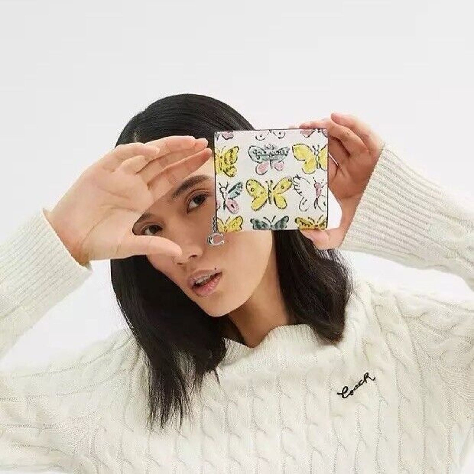 Coach NWT Coach Snap Wallet CAP10 Chalk Yellow Butterfly Charm Size ONE SIZE - 7 Thumbnail