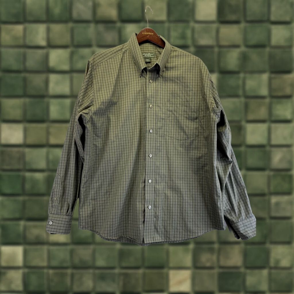 Eddie Bauer Eddie Bauer Button-Down Shirt Mens Green Plaid Relaxed Wrinkle Resistant L Size US L / EU 52-54 / 3 - 1 Thumbnail
