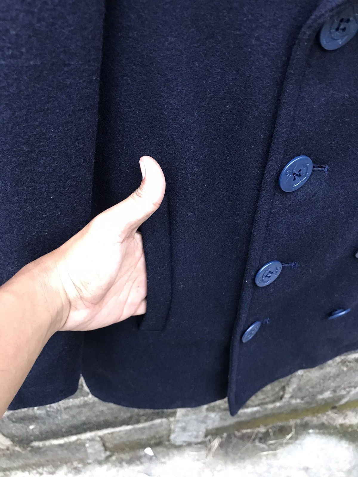 Japanese Brand × Vintage ⚡️Vintage Sea Scape Wool Double Breast Peacoat Size US L / EU 52-54 / 3 - 6 Thumbnail
