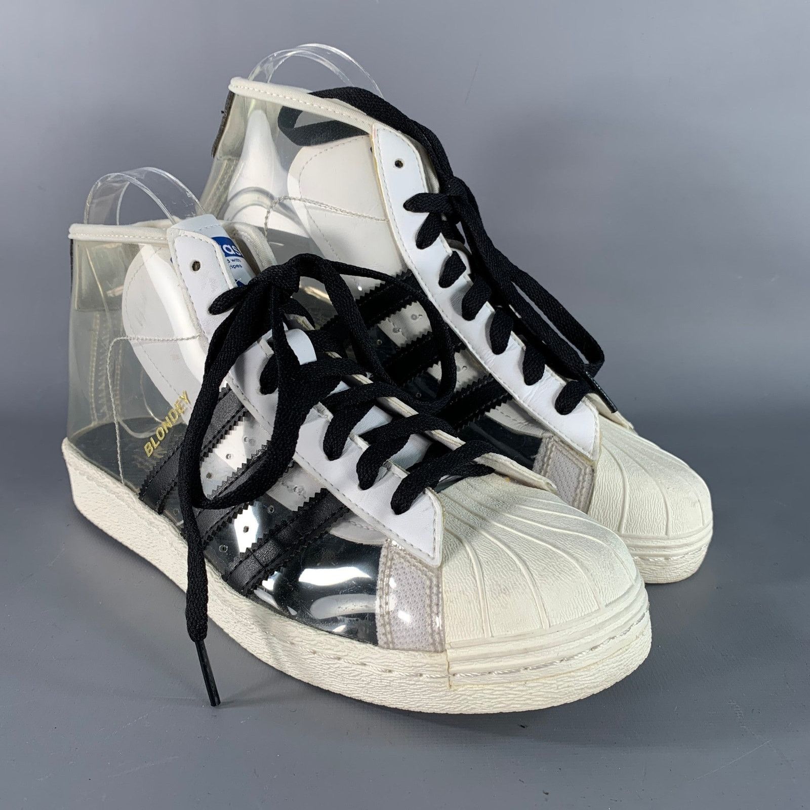 Adidas ADIDAS Size 9 White Black See-Through Acetate Ankle Sneakers Size US 9 / EU 42 - 1 Thumbnail
