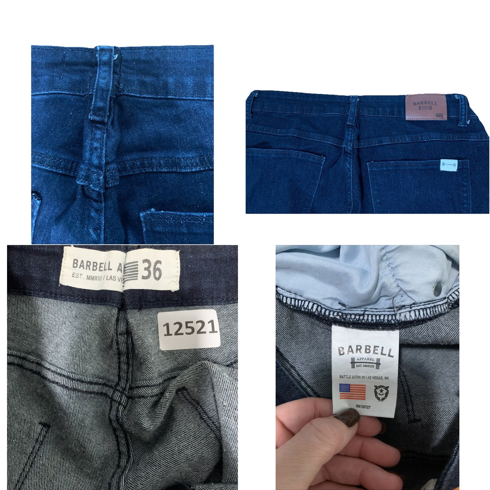 Vintage Barbell Jeans Dark Wash Slim Denim Blue 36 Men’s 12521 Regular Slim Straight Pockets Stretch Cotton Blend Barbell Size US 36 / EU 52 - 8 Thumbnail
