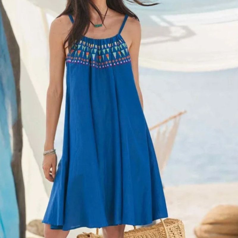 sundance embroidered dress Sundance Sintra Dreams Embroidered Chemise Dress Linen Size M – Finds For  You main image 1