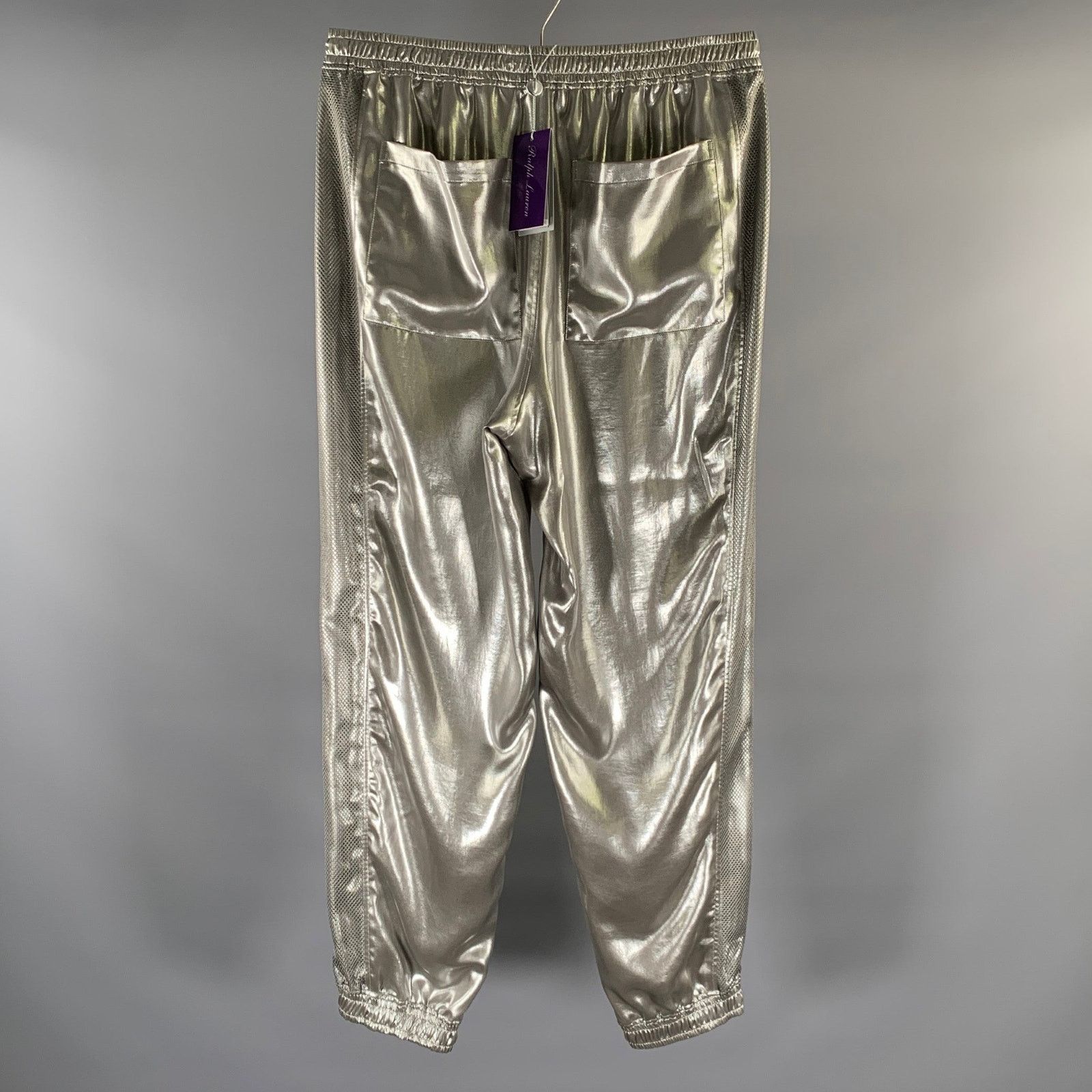 Ralph Lauren RALPH LAUREN Size L Silver Satin Joggers Casual Pants Size US 32 / EU 48 - 2 Thumbnail