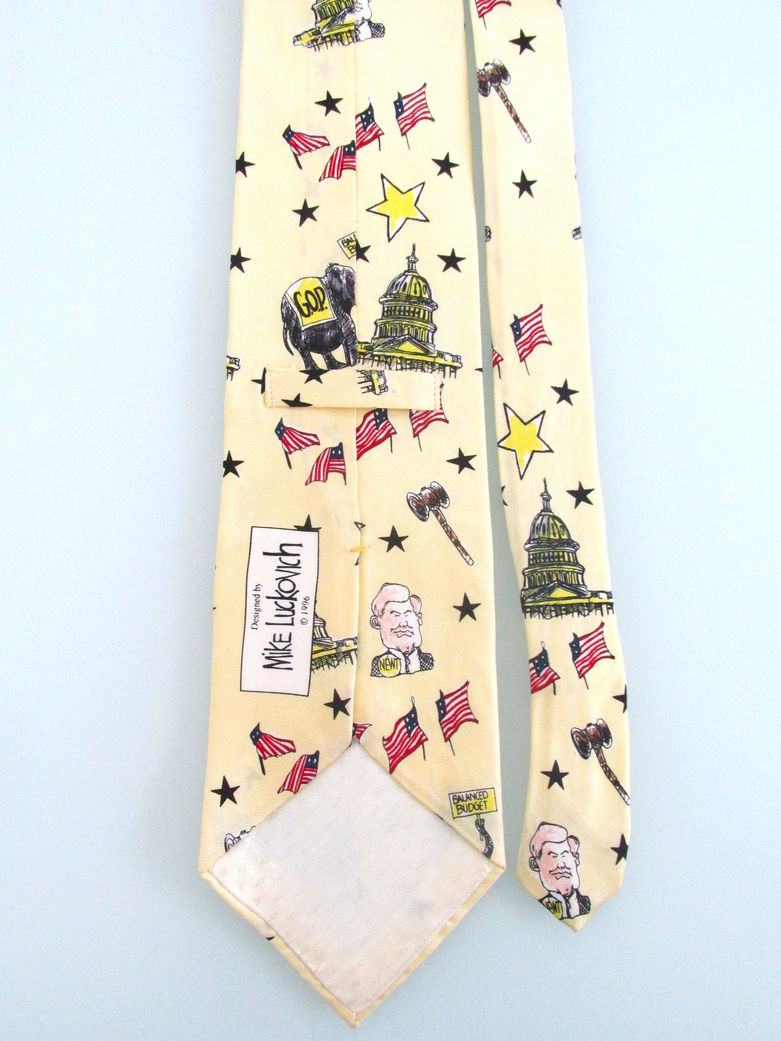 Vintage Republican Party Themed Vintage (1996) Men's Silk Tie Size ONE SIZE - 4 Thumbnail