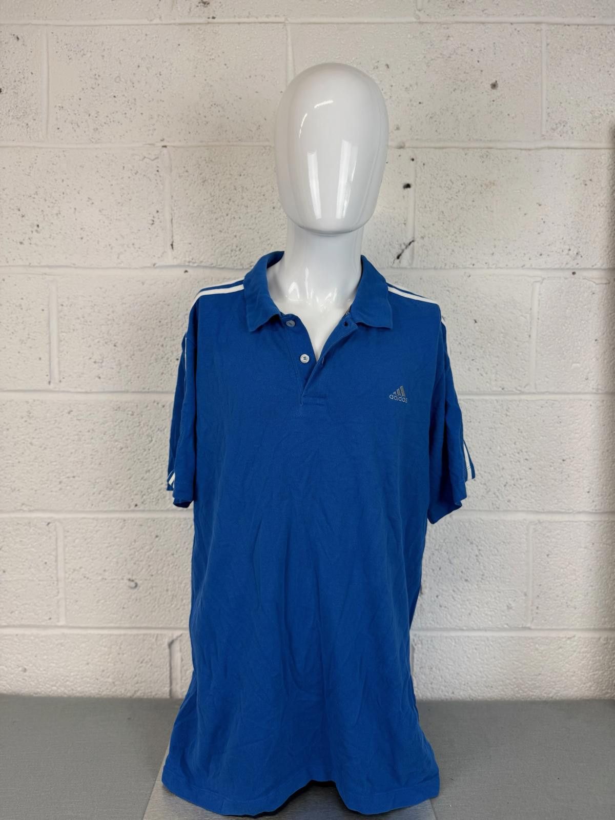 Adidas Adidas Men's Blue Polo Shirt with White Stripes Size XL Size US XL / EU 56 / 4 - 1 Thumbnail