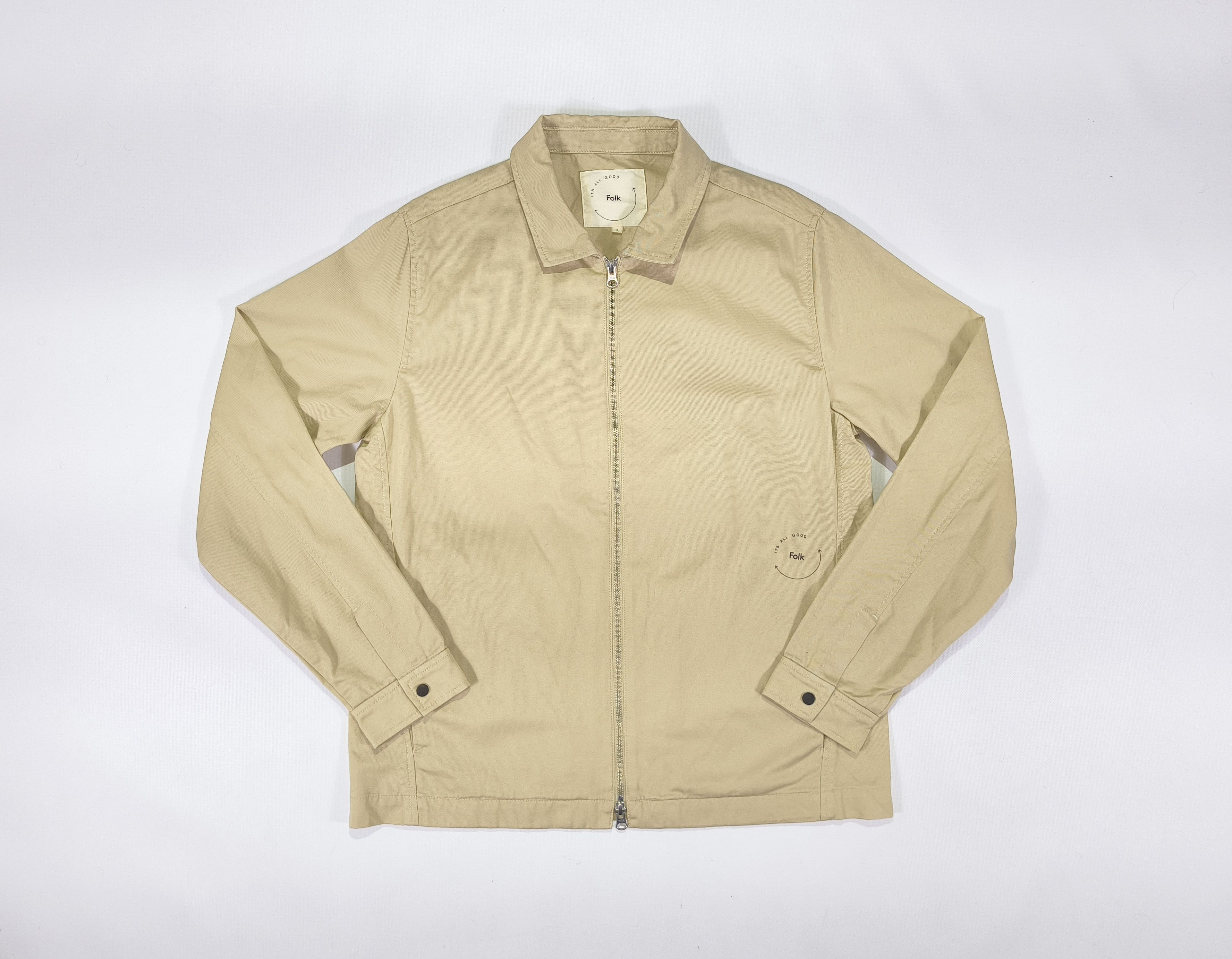 Folk Folk Beige Cotton Bomber Jacket Size 3 M Size US M / EU 48-50 / 2 - 1 Thumbnail