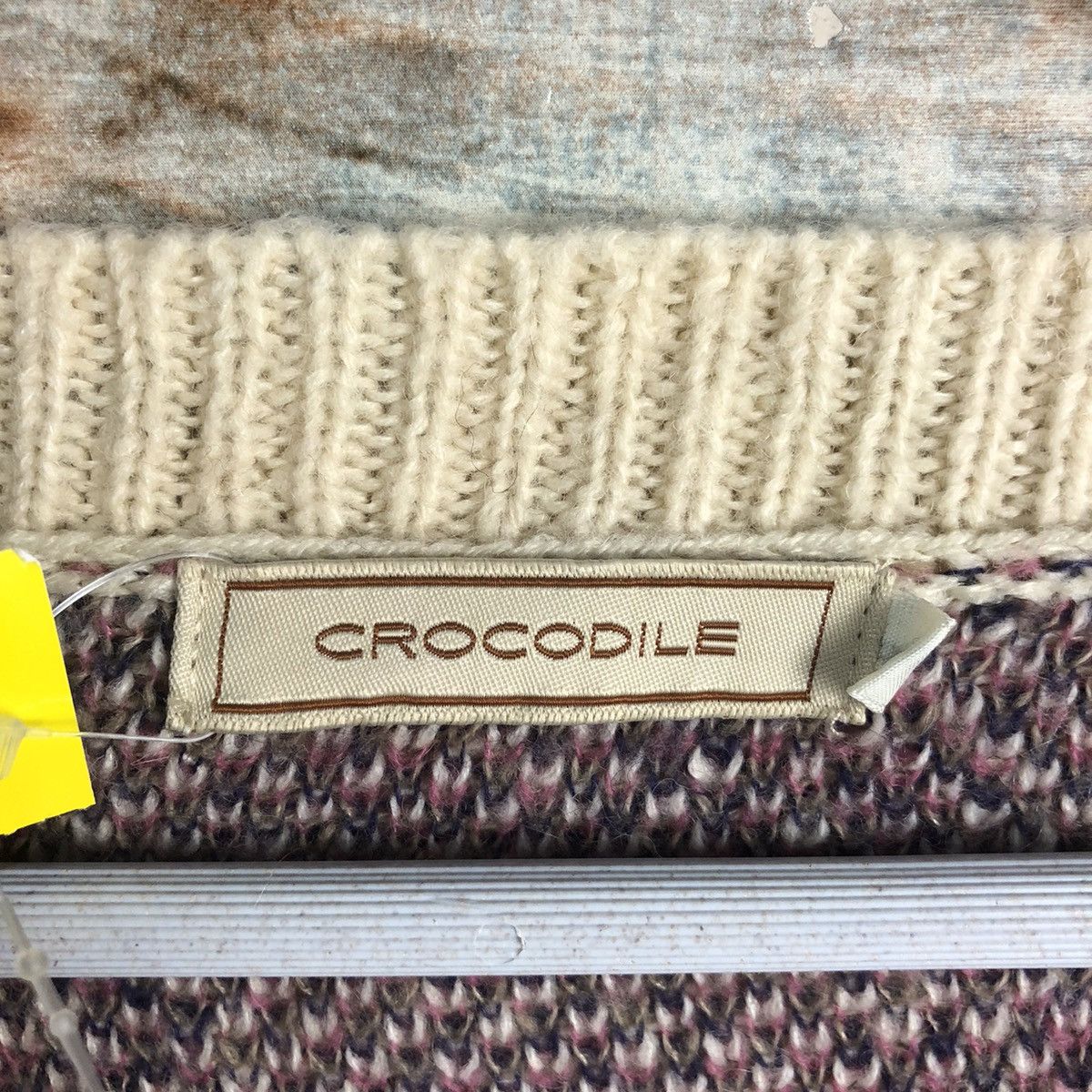 Vintage DLL Crocodille Brown Cardigan Knitwear #C040 Size US L / EU 52-54 / 3 - 10 Thumbnail