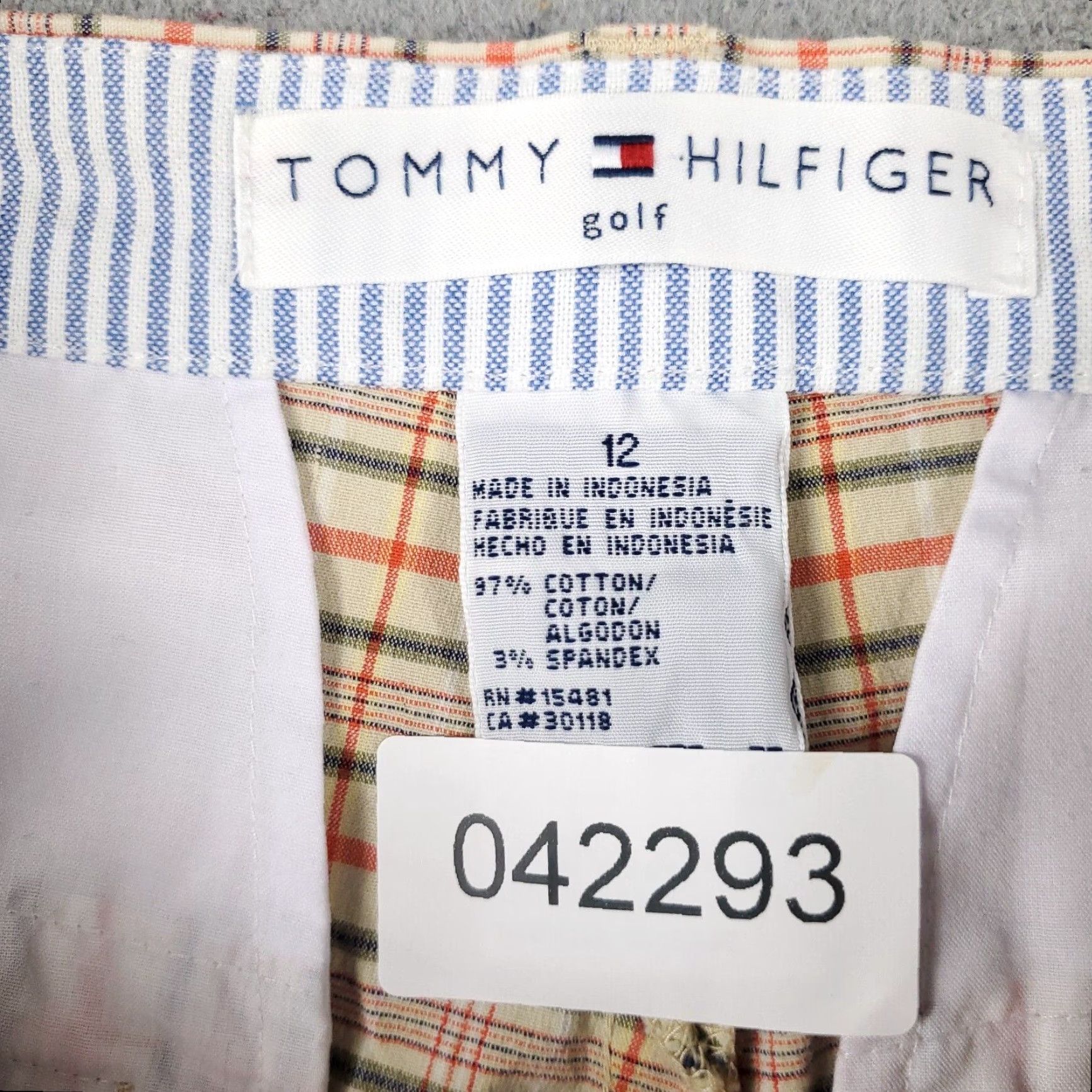 Tommy Hilfiger VINTAGE Tommy Hilfiger Shorts Womens Size 12 Beaqe Plaid Casual Flat Front Chino Size 31" - 8 Thumbnail