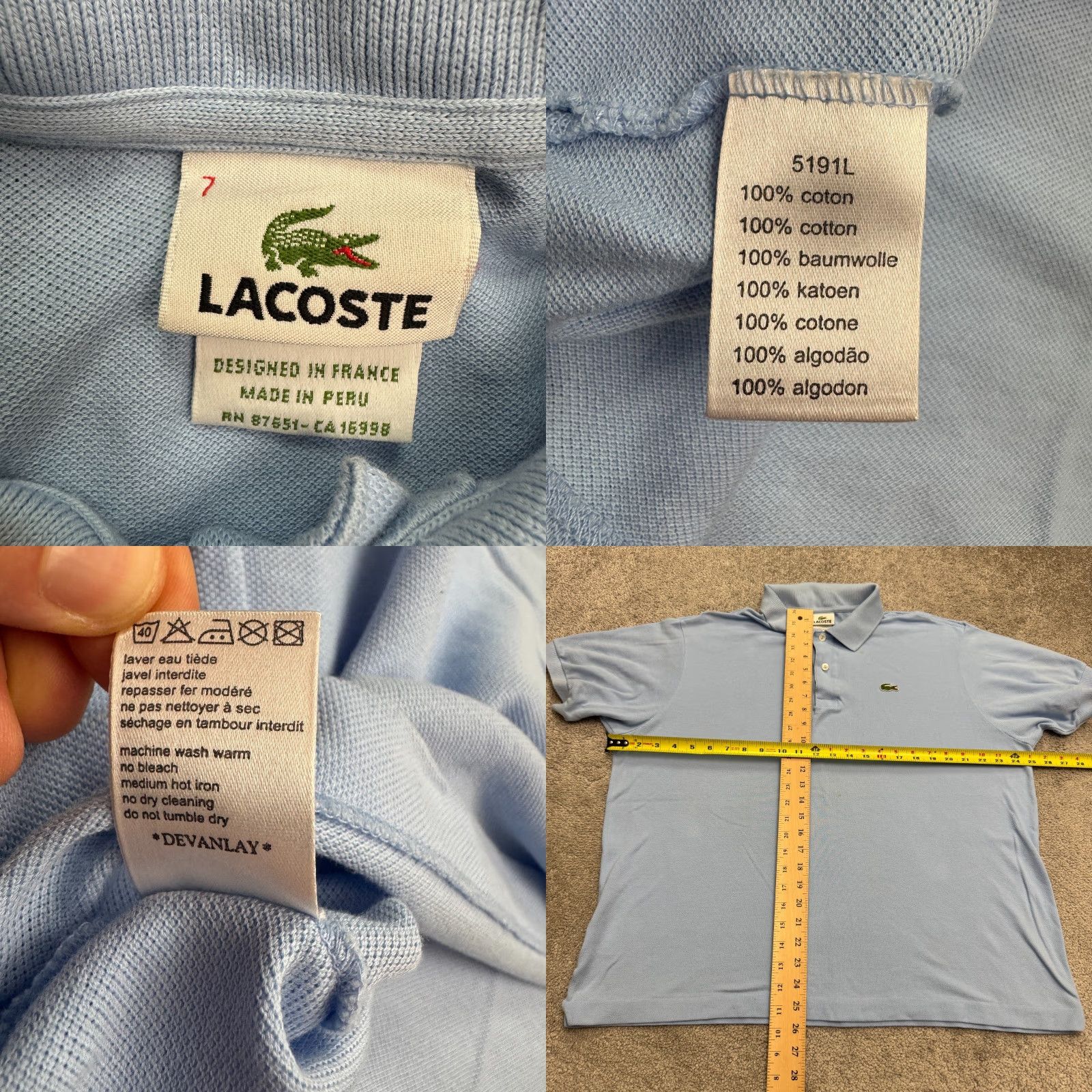 Lacoste Lacoste Polo Shirt Mens 2XL Light Blue Short Sleeve Cotton Classic Prep Shirt Size US XXL / EU 58 / 5 - 8 Thumbnail