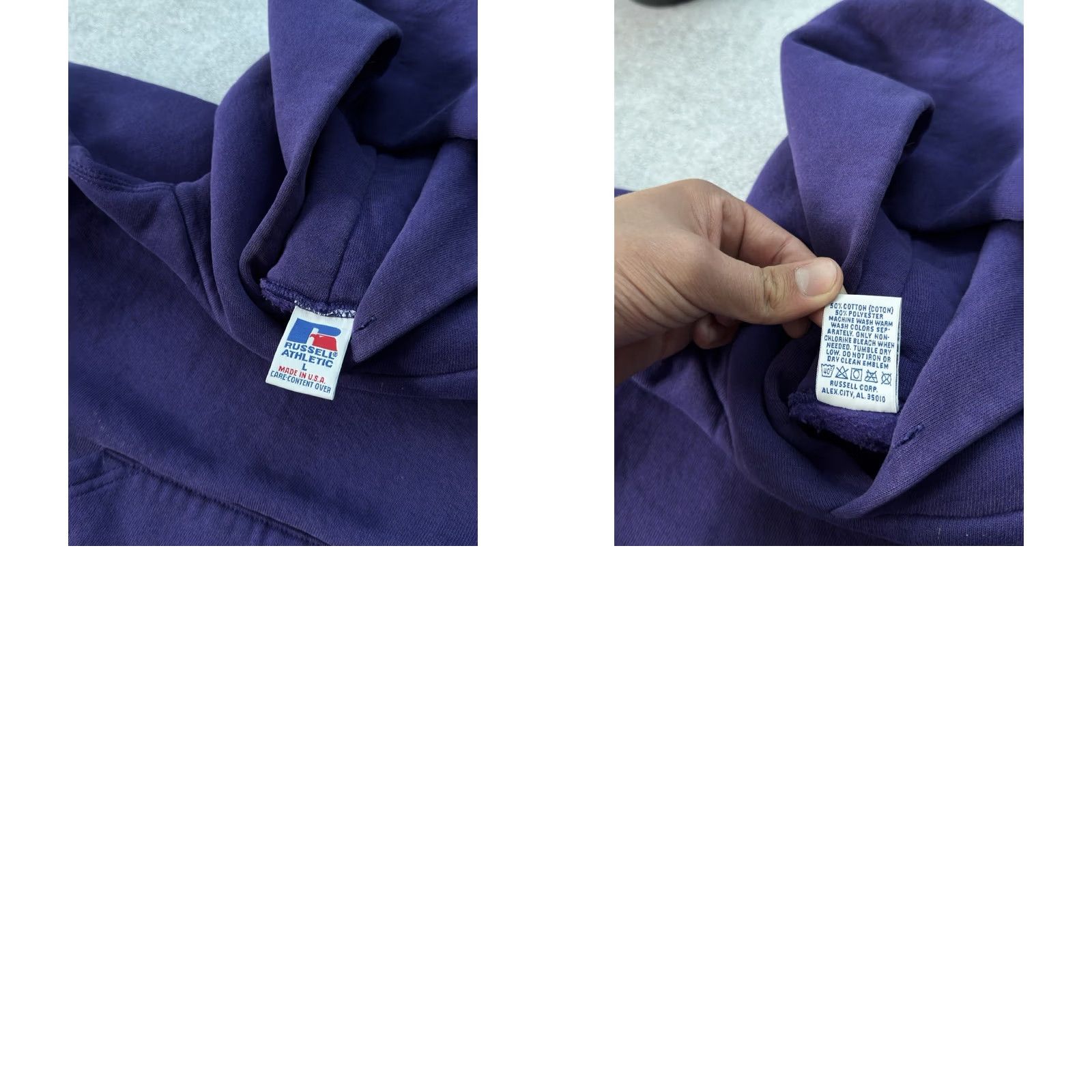 Russell Athletic VINTAGE Russell Athletic Hoodie Box Fit Purple Men L 90s USA Size US L / EU 52-54 / 3 - 8 Thumbnail