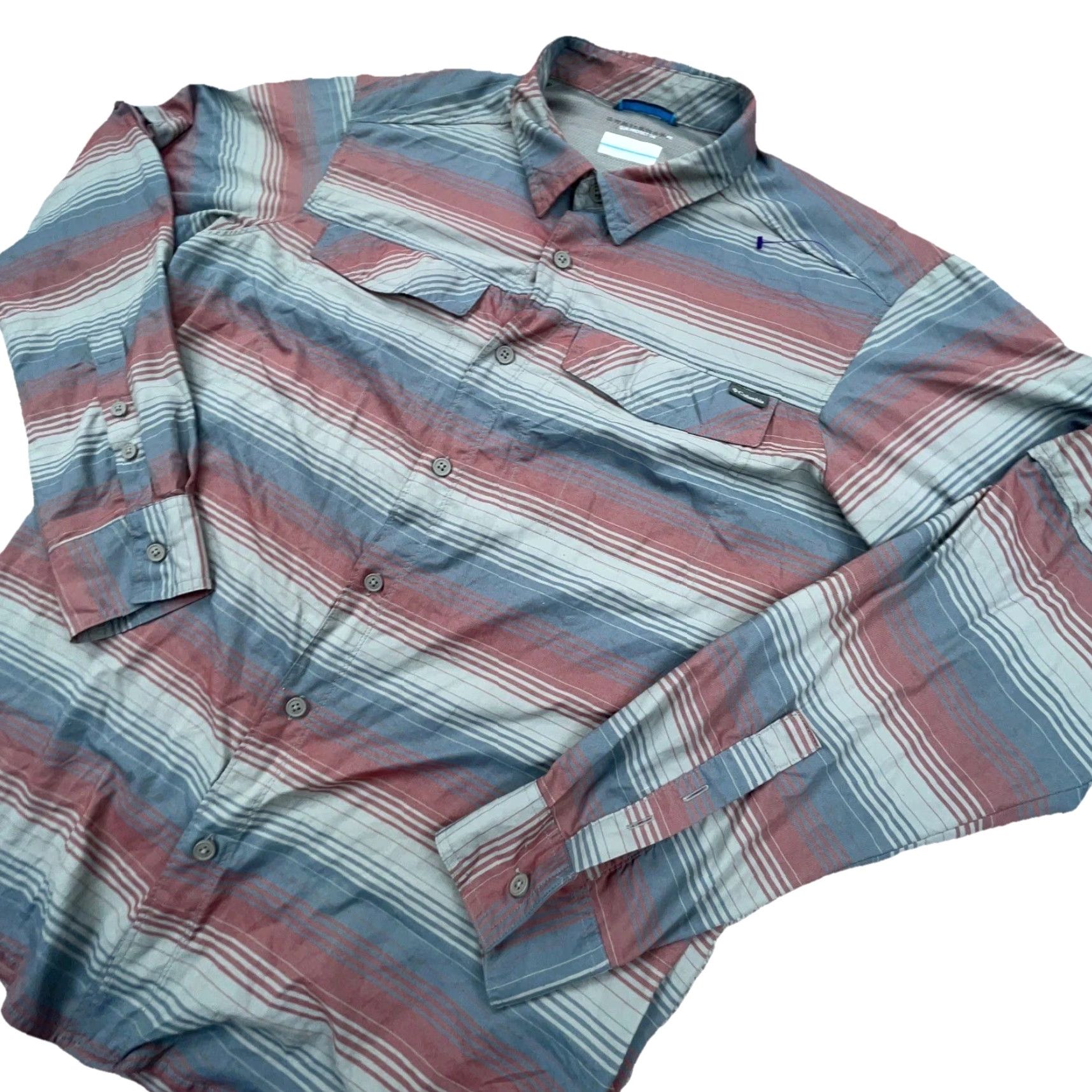 Vintage Columbia Shirt Men Large Gray Striped Button-Up Camp Omni Shade Performance Size US L / EU 52-54 / 3 - 2 Thumbnail