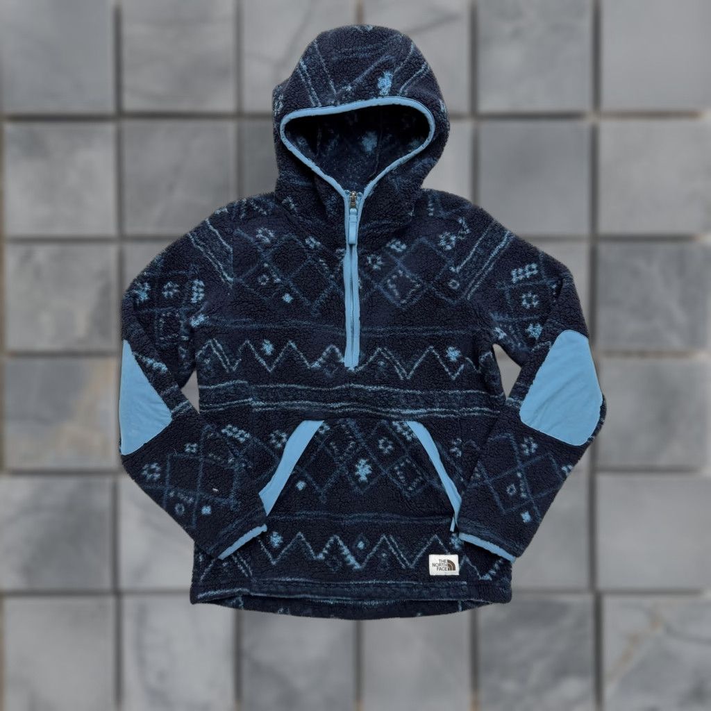 The North Face The North Face Sweater Womens XS Blue Fleece Hooded Half Zip Pullover Crew Neck Zipper Logo Pockets 1/2 Zip Hoodie Size XS / US 0-2 / IT 36-38 - 1 Thumbnail