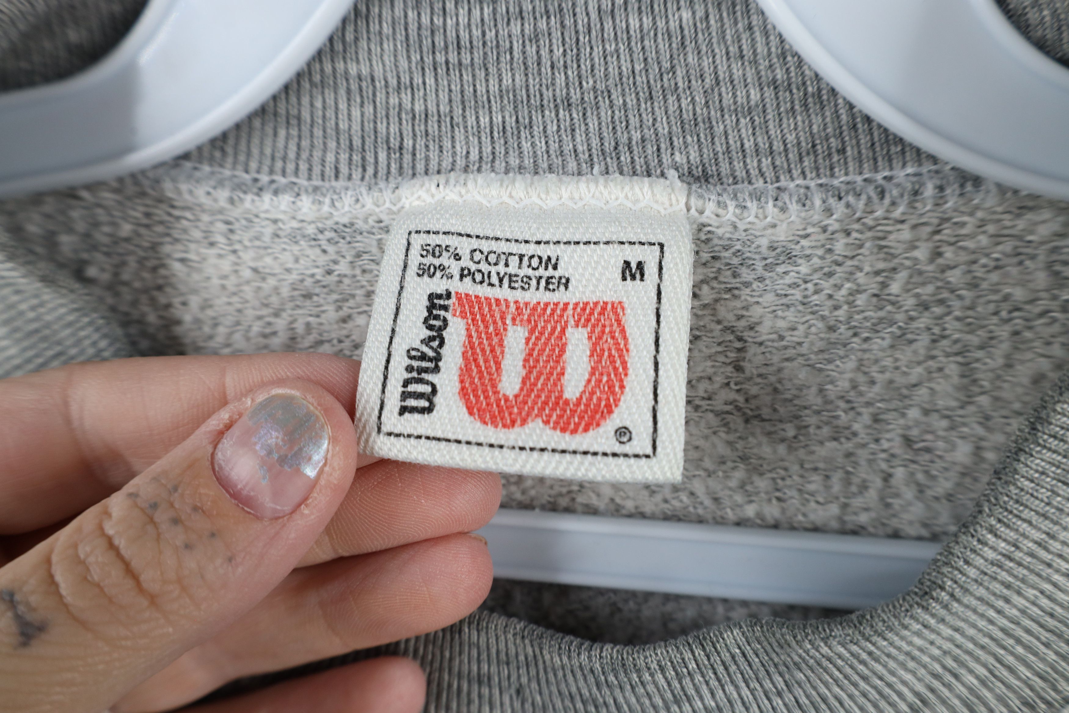 Vintage Vintage 90s Wilson Spell Crewneck Sweatshirt Heather Gray Size US M / EU 48-50 / 2 - 10 Thumbnail